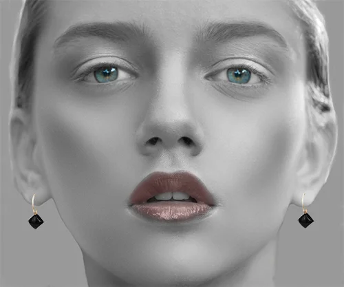 SOLO Collection kite Cabochon earrings Black onyx stone Kite pendant Eur 90 Hooks Eur 90 18 karat gold - 15 different colours