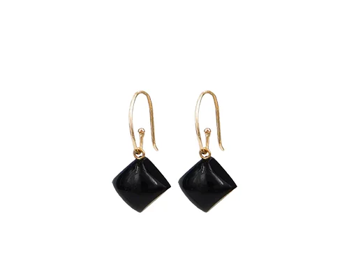 SOLO Collection kite Cabochon earrings Black onyx stone Kite pendant Eur 90 Hooks Eur 90 18 karat gold - 15 different colours
