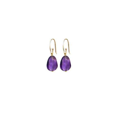 GOOD LUCK Collection Good Luck earring Amethyst stone Earring pendant Eur 70 Hooks Eur 90 18 karat gold