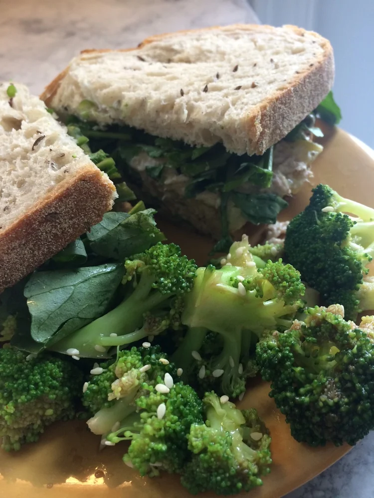 Tuna Sandwich with Broccoli Salad