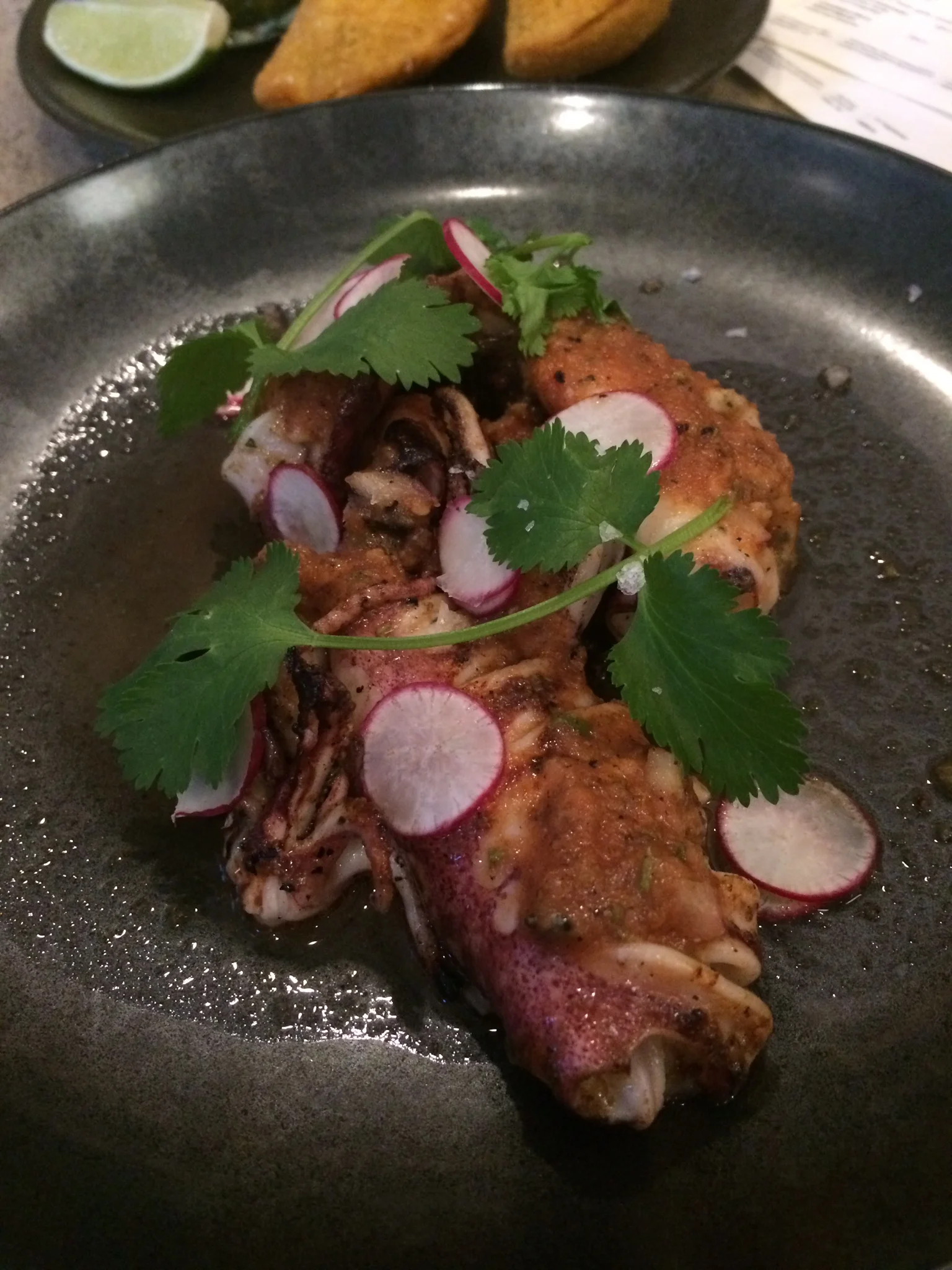 Charred to perfection and garnished with cilantro, which enhanced the flavor even more.