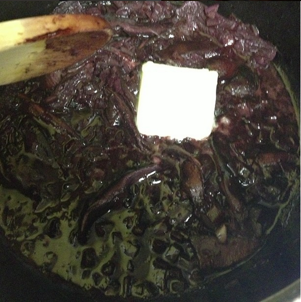 That's the butter going in to mount that sauce!
