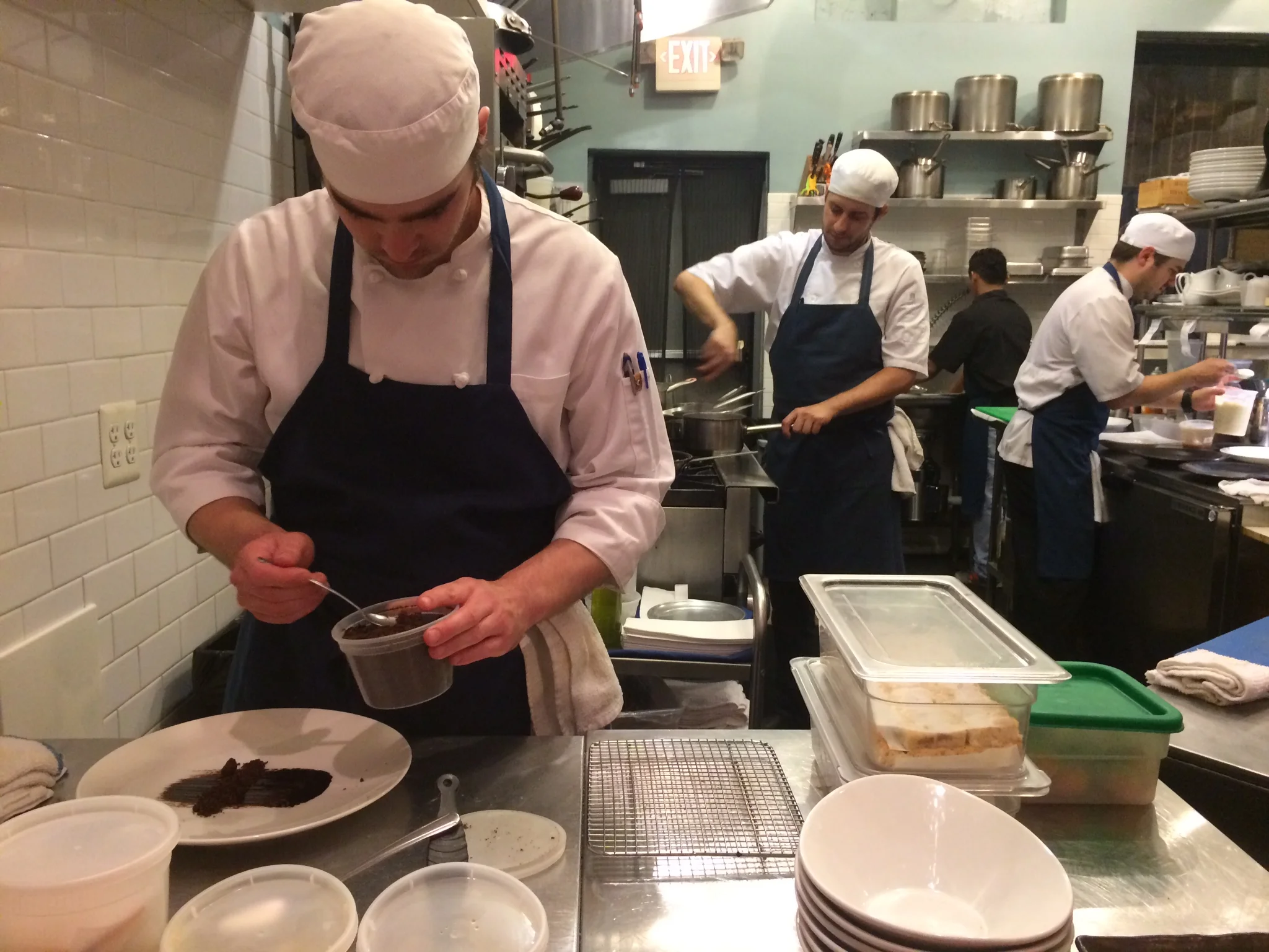 Dessert preparation in the kitchen/stage.
