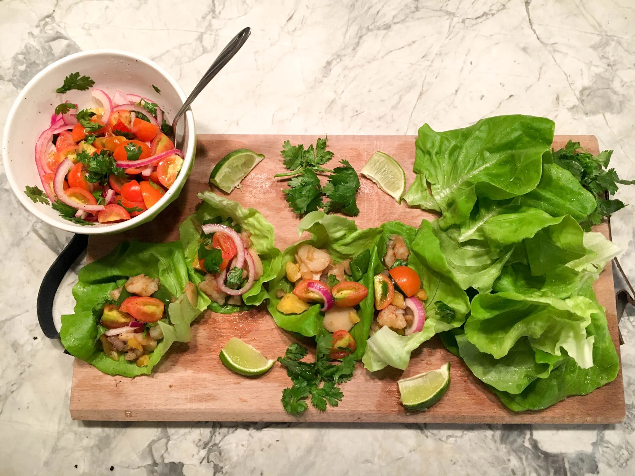 Shrimp and Pineapple Lettuce Cups