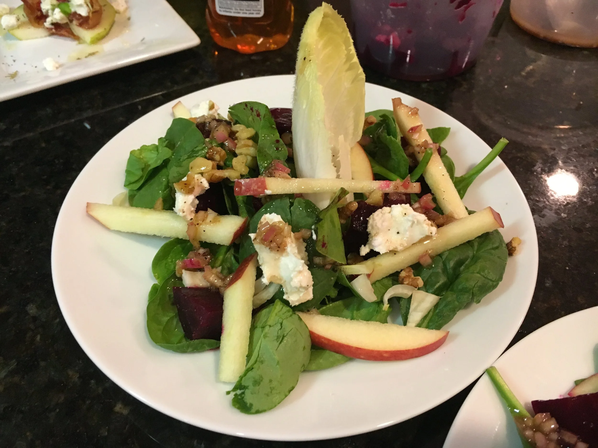 Belgian Endive & Spinach Salad with Beets, Apples & Walnut Oil Dressing