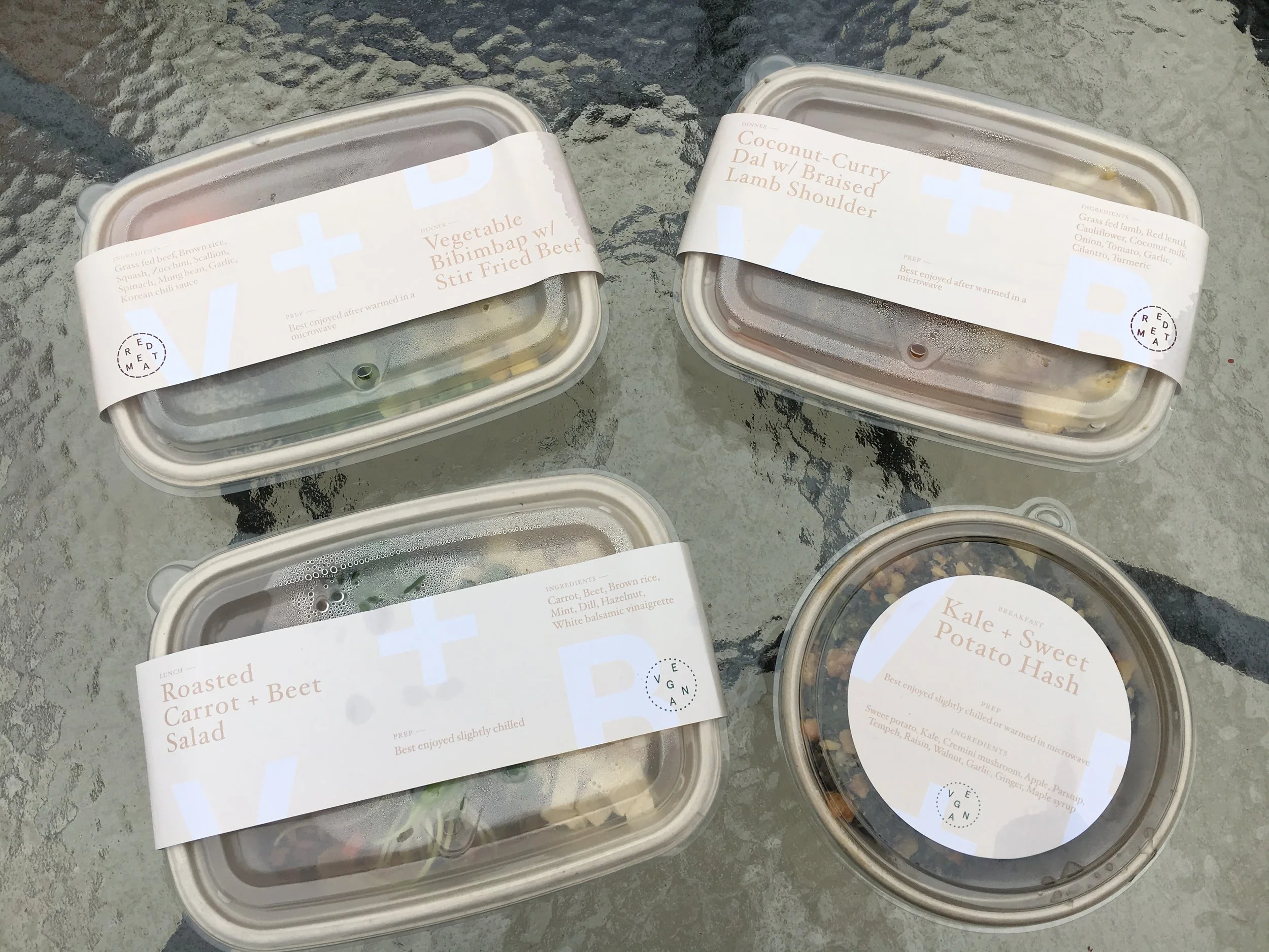 Each meal is clearly labeled with every ingredient and preparation instructions.
