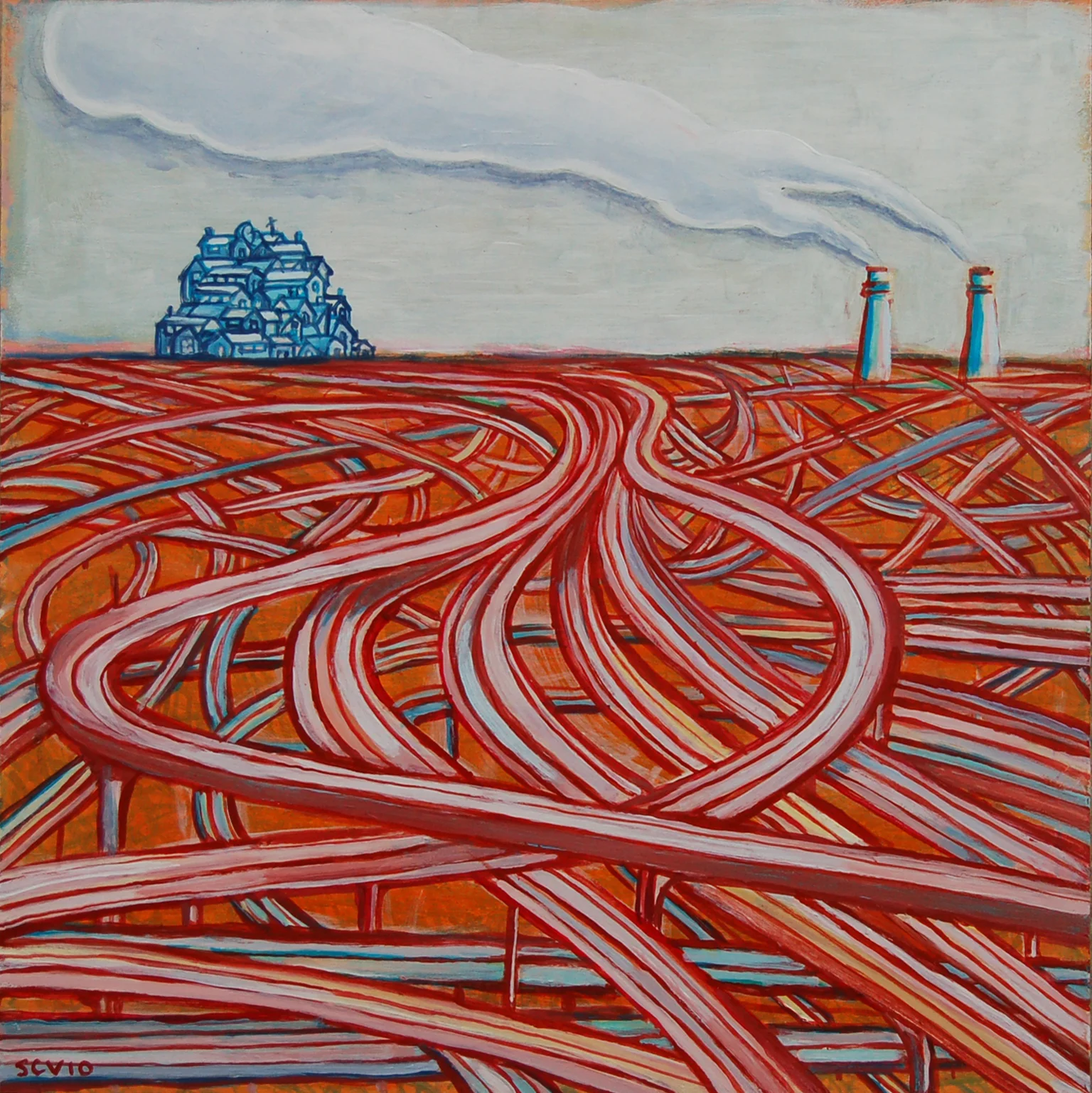 Red Exchange 2010 12x12 Acrylic on wood panel
