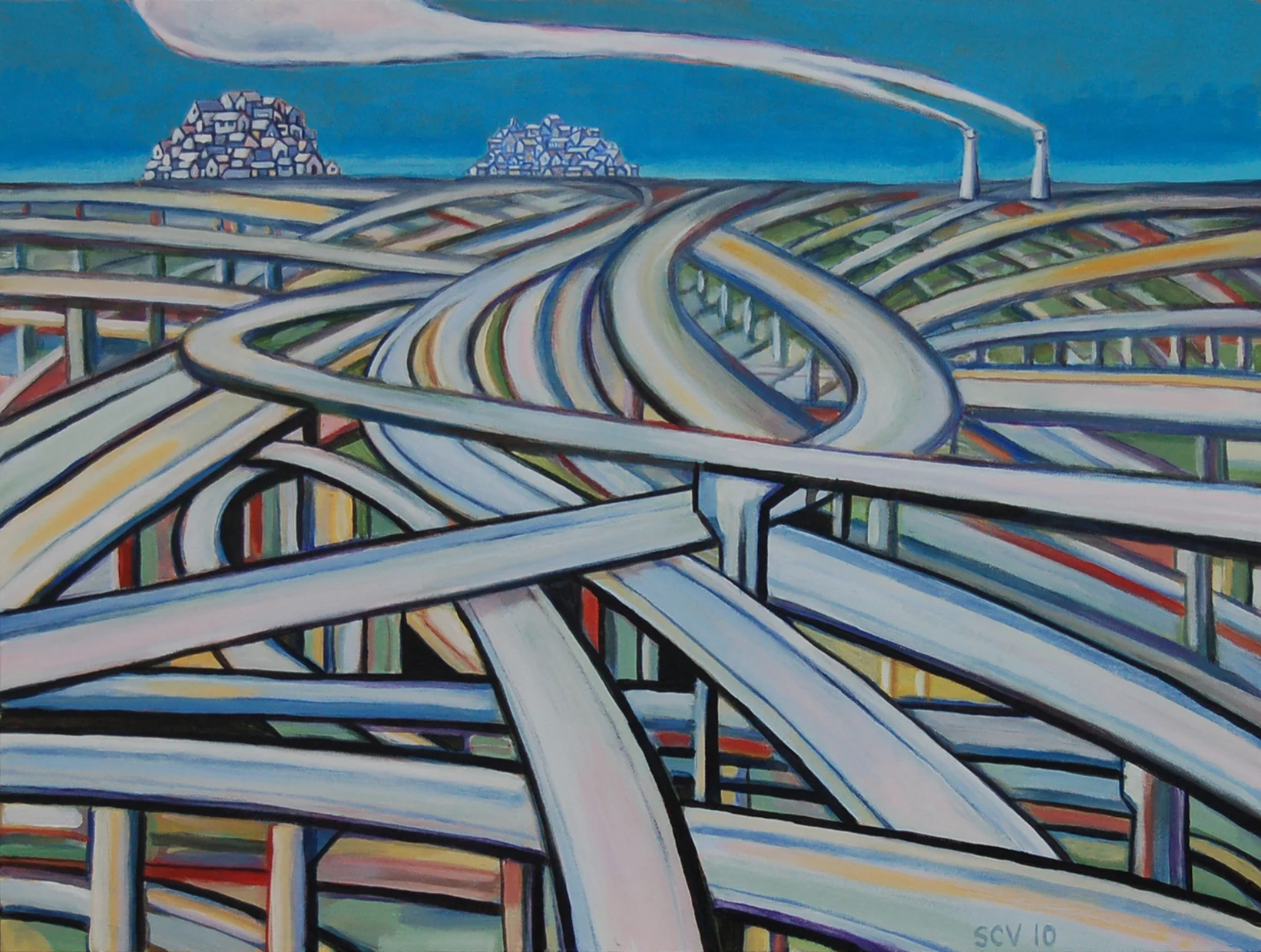 Smokestacks SOLD 2010 24x18 Acrylic on canvas