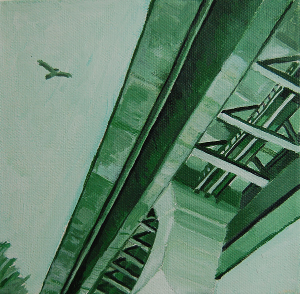  Green Under Bridge SOLD  2013 12x12 Acrylic on canvas 