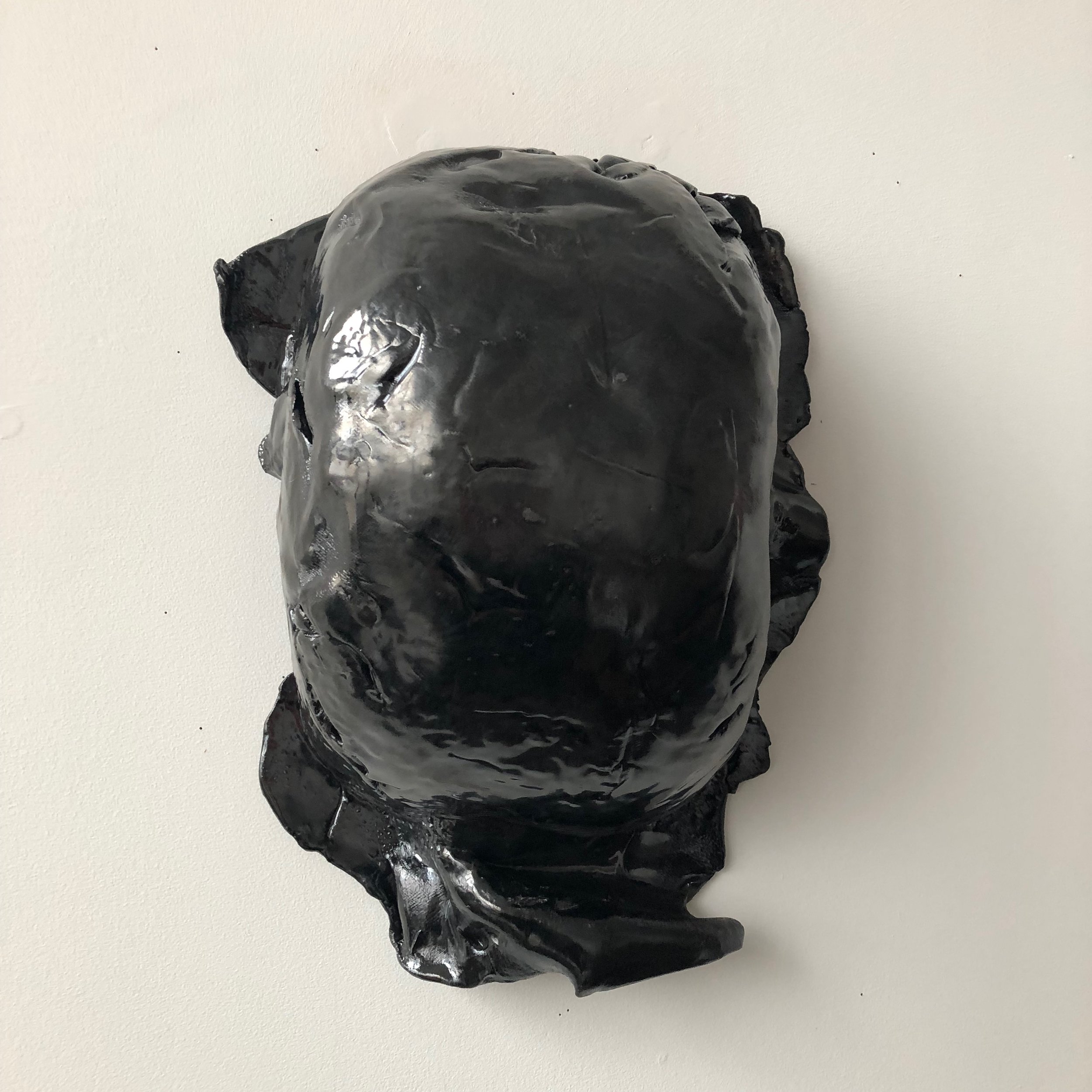 Untitled Belly Bag, 2019, glazed ceramic, 16 x 12 x 6 inches