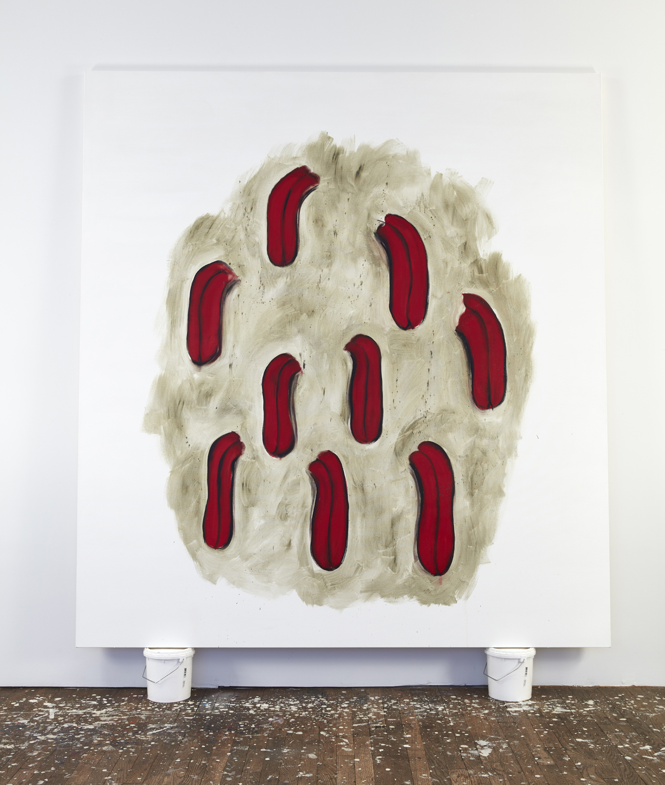 Self Portrait as The Taste of Rain, Why Kneel? (after Jack Kerouac), 2018, oil on canvas, 88 x 80 inches