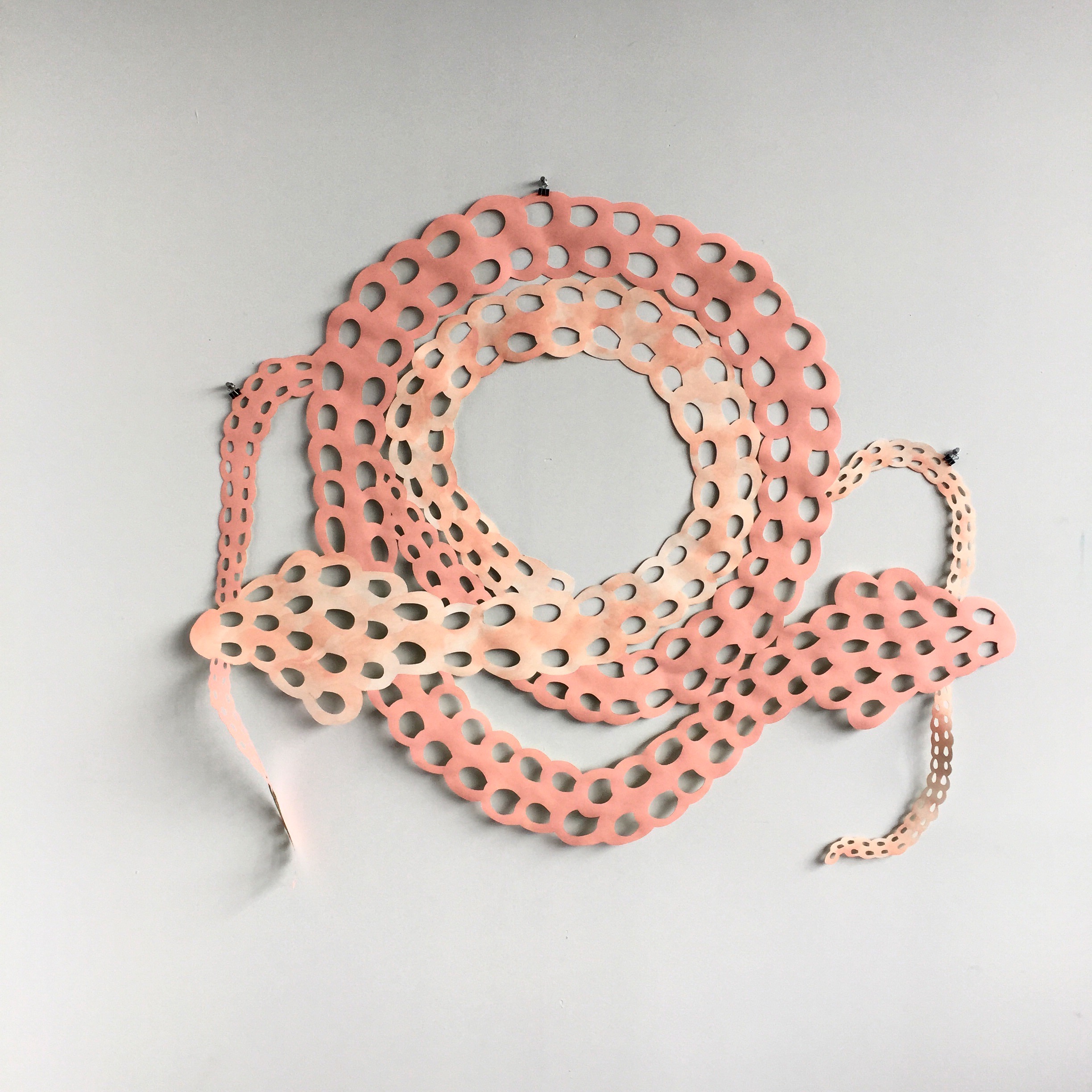 Chained Snakes, 2018, acrylic and Flashe on cut paper, 40 x 48 inches