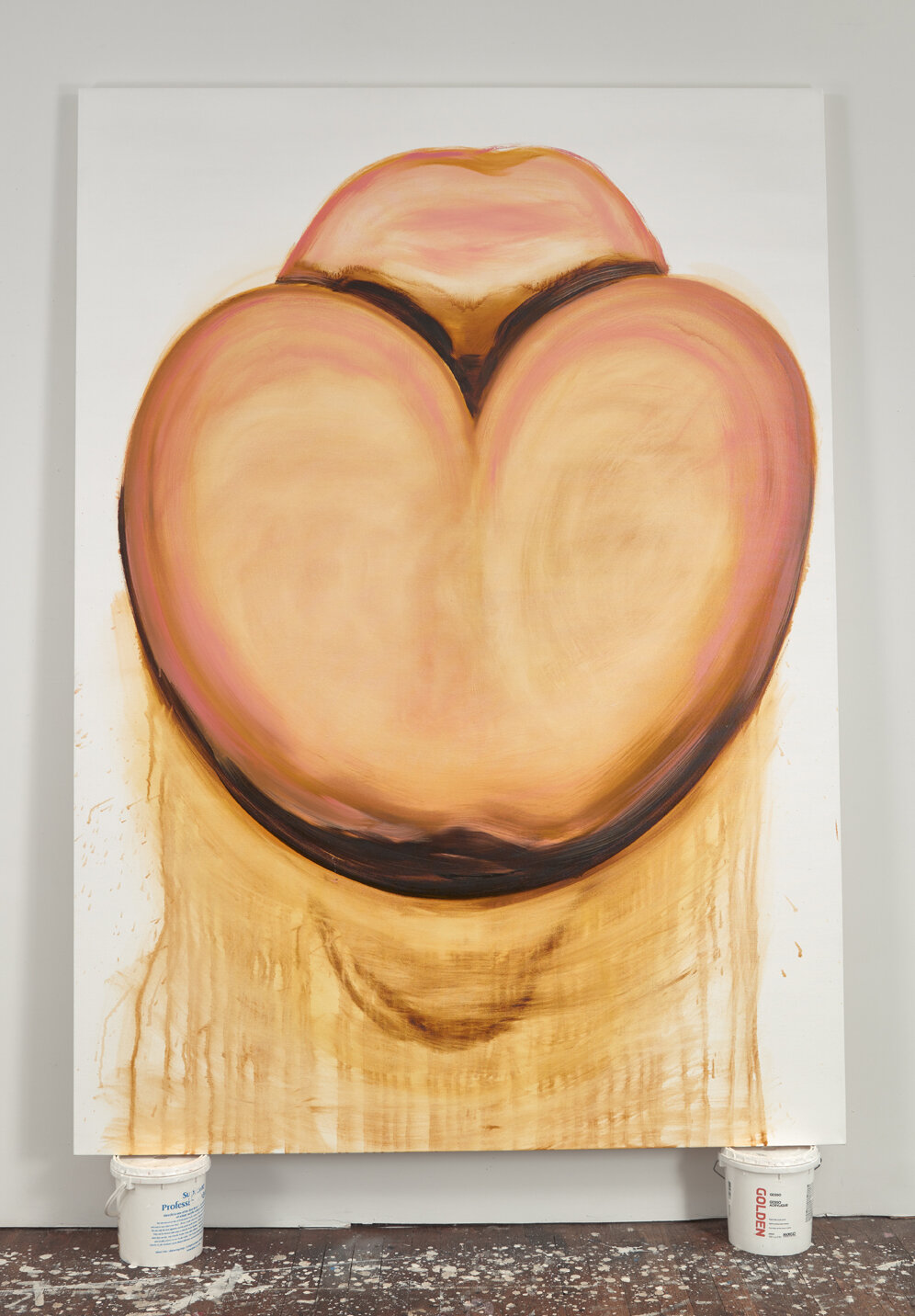 Inverted Venus Figure, Sliding Self Portrait, 2020, oil on canvas, 84 x 60"