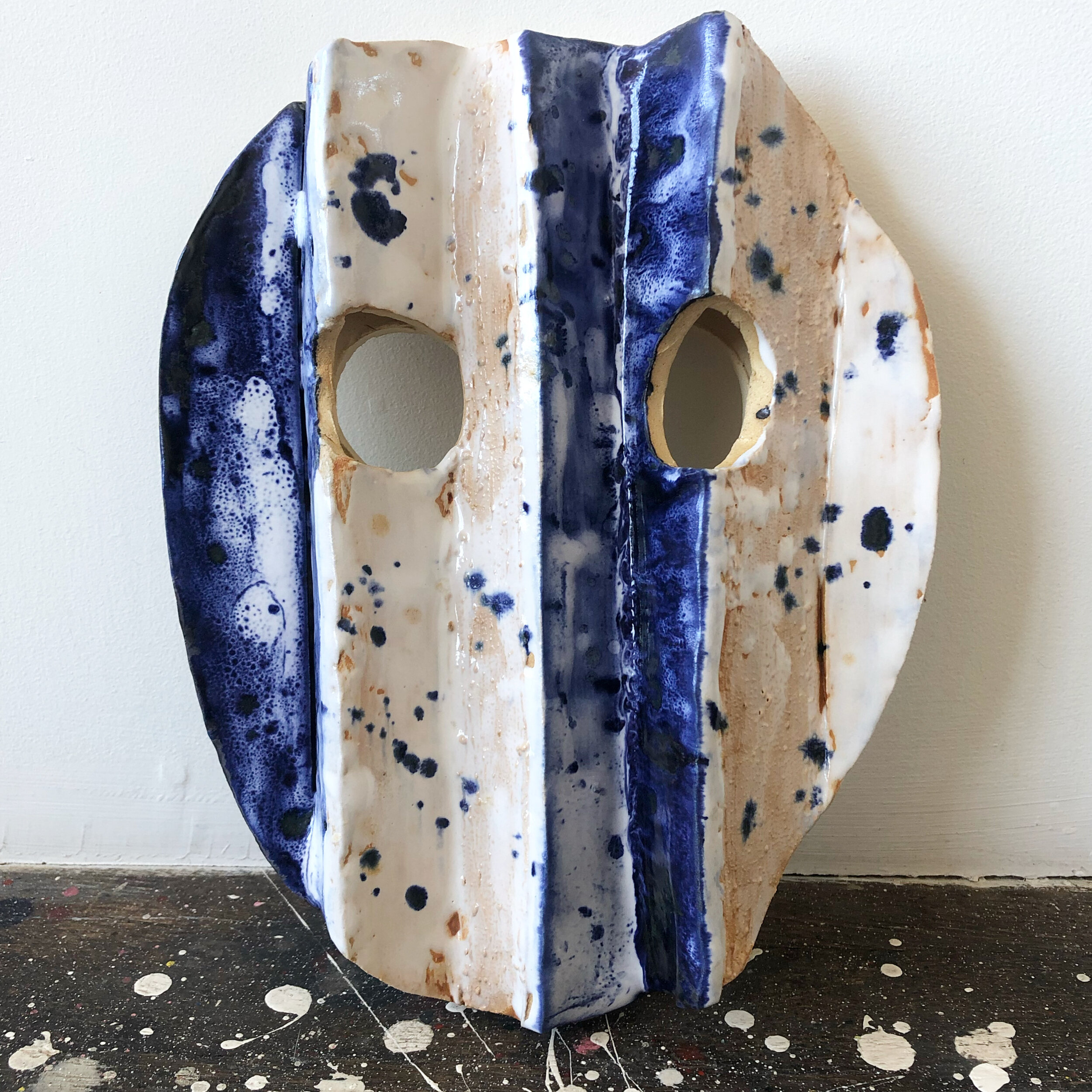 Mask, 2020, glazed ceramic, 10 3/4 x 8 3/4 x 2 1/4"