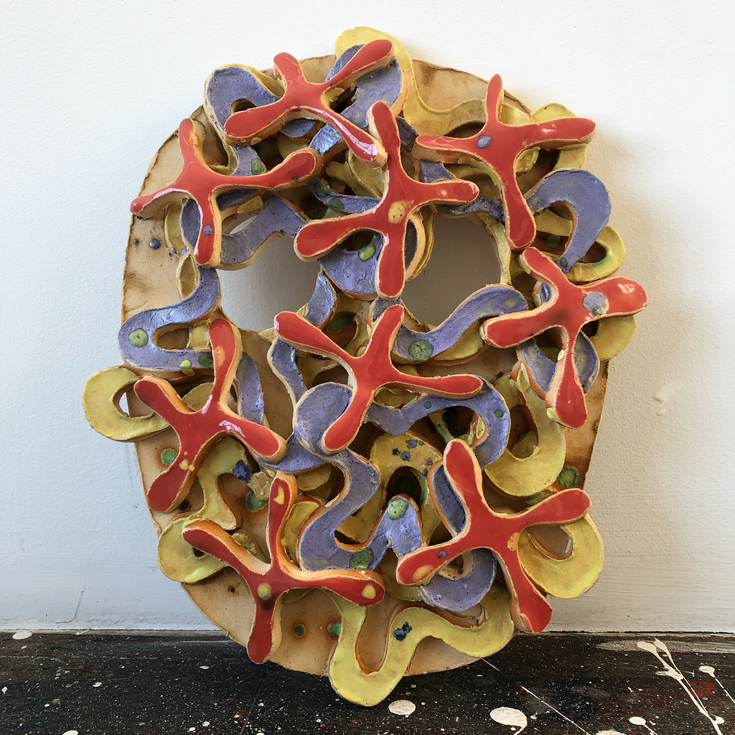 Mask, 2020, glazed ceramic, 11 3/4 x 9 1/2 x 1 3/4"