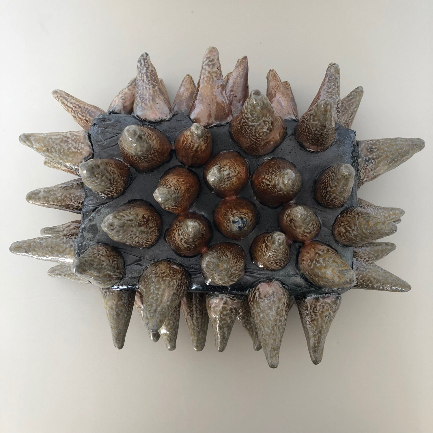 Funerary Box with Spikes, 2019, salt fired ceramic, 7 x 16 x 12"