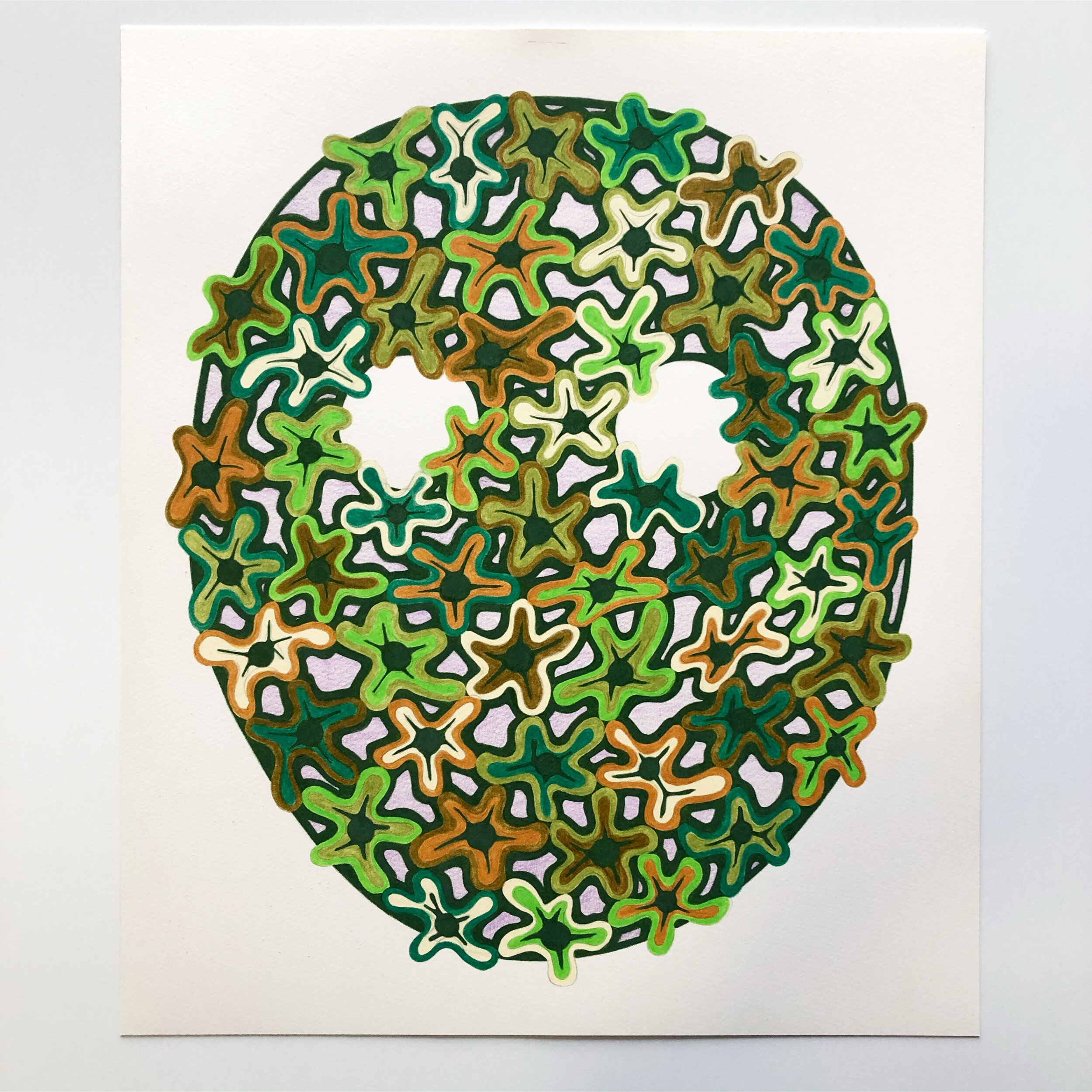 Mask, 2020, colored pencil on paper, 16 1/2 x 14"