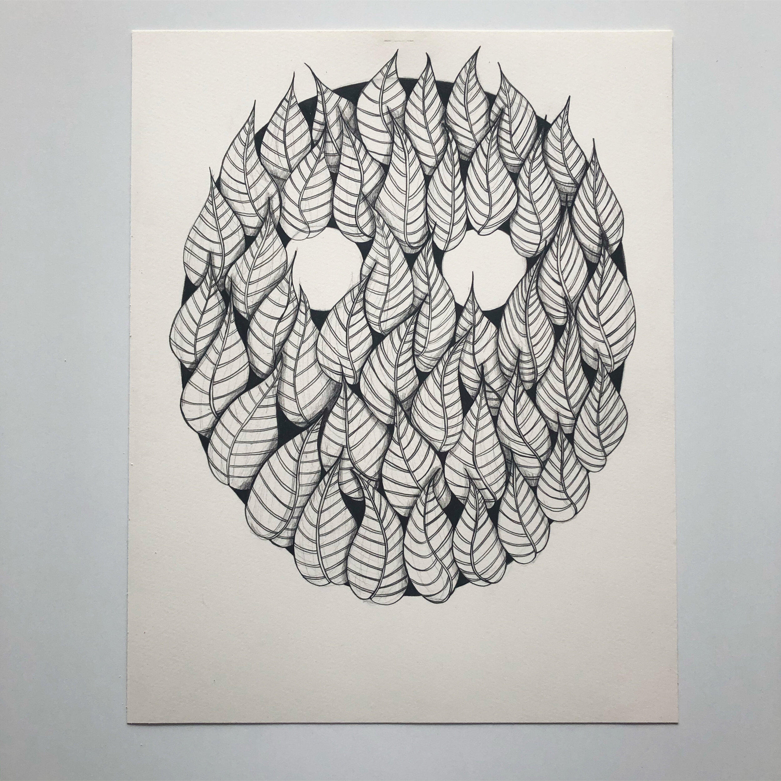 Mask, 2020, pencil on paper, 14 1/4 x 11"