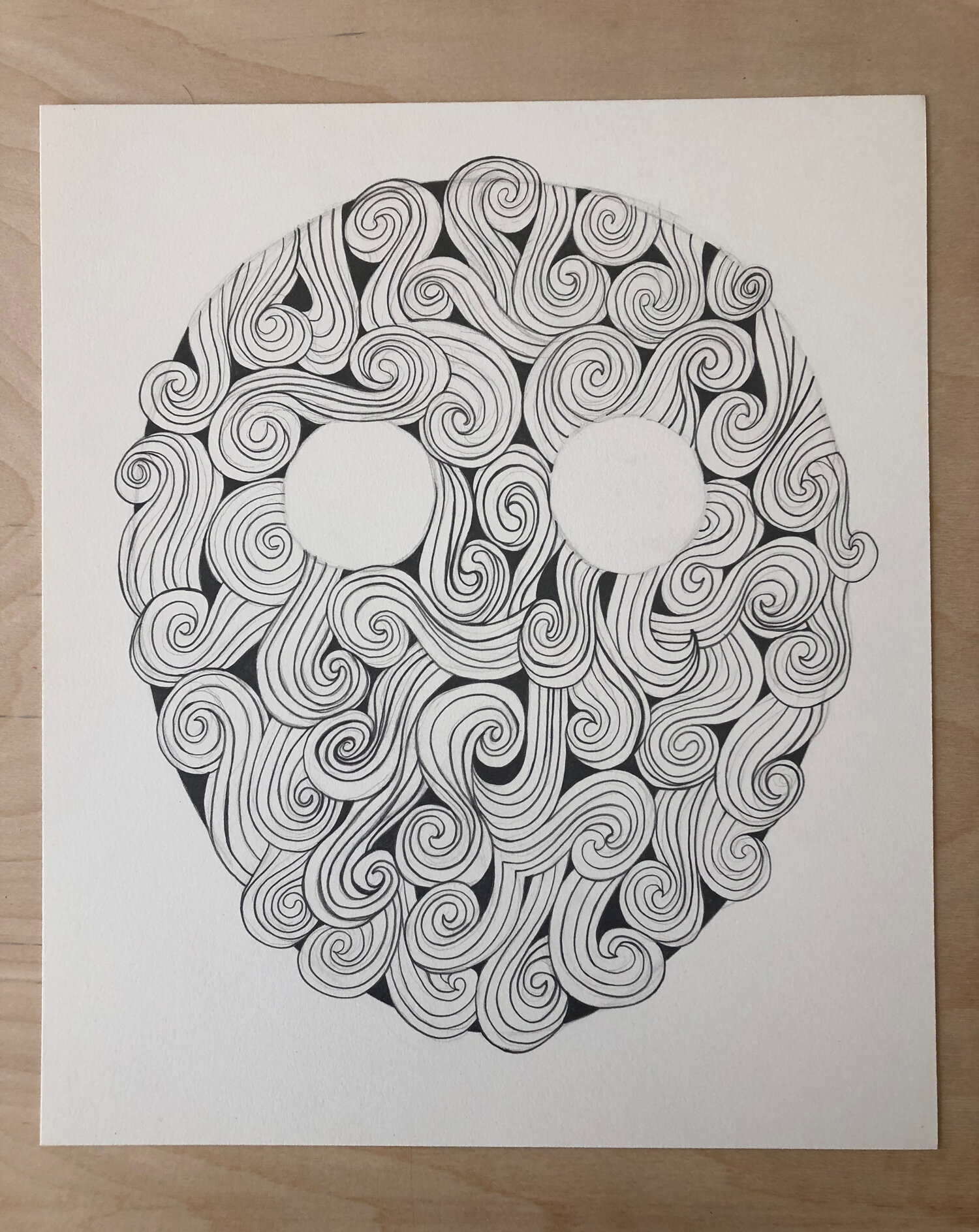 Mask, 2020, pencil on paper, 12 1/2 x 10 3/4"