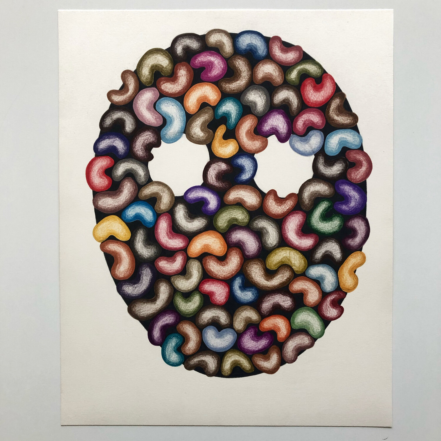 Mask, 2020, colored pencil on paper, 15 x 12"