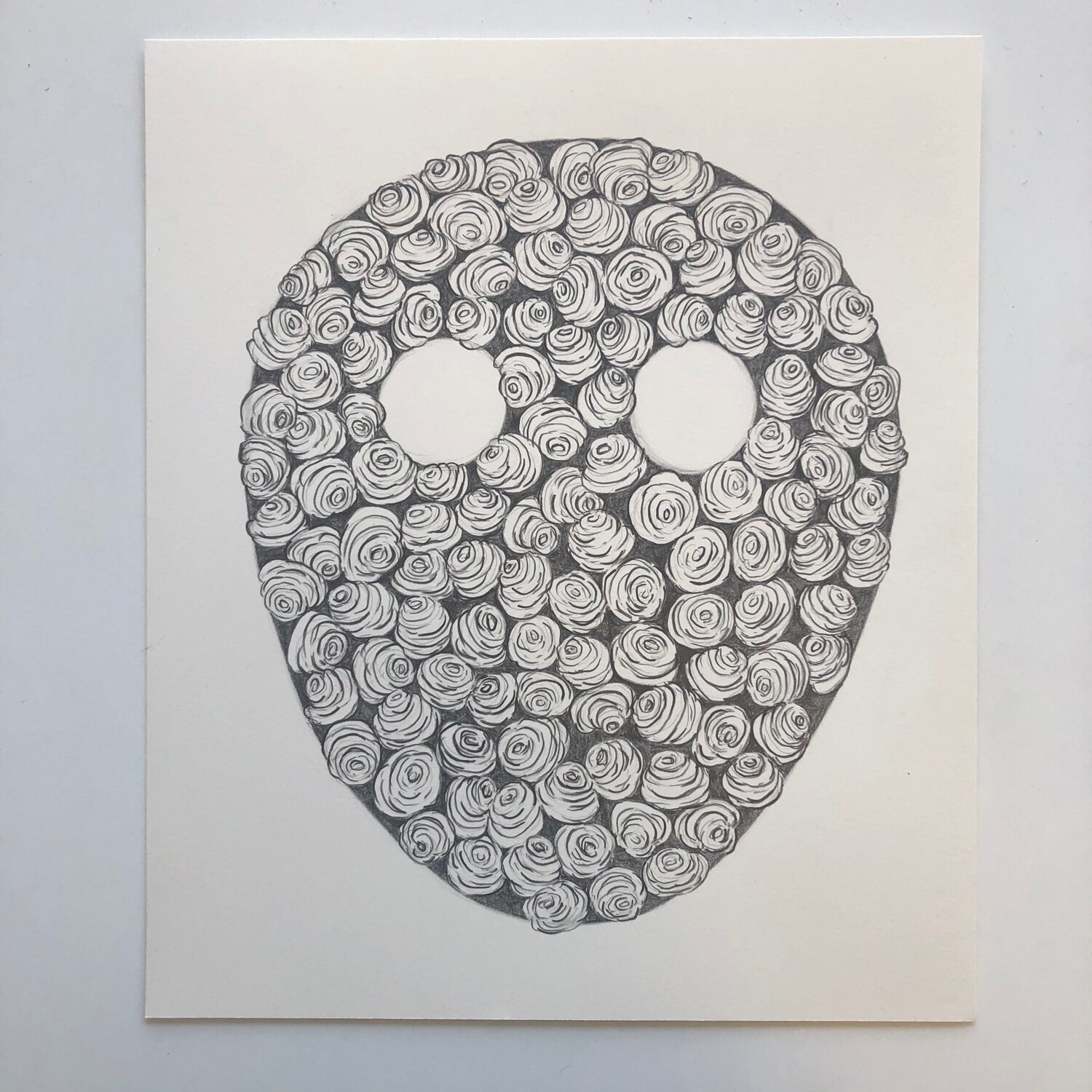 Mask, 2020, pencil on paper, 13 x 11"