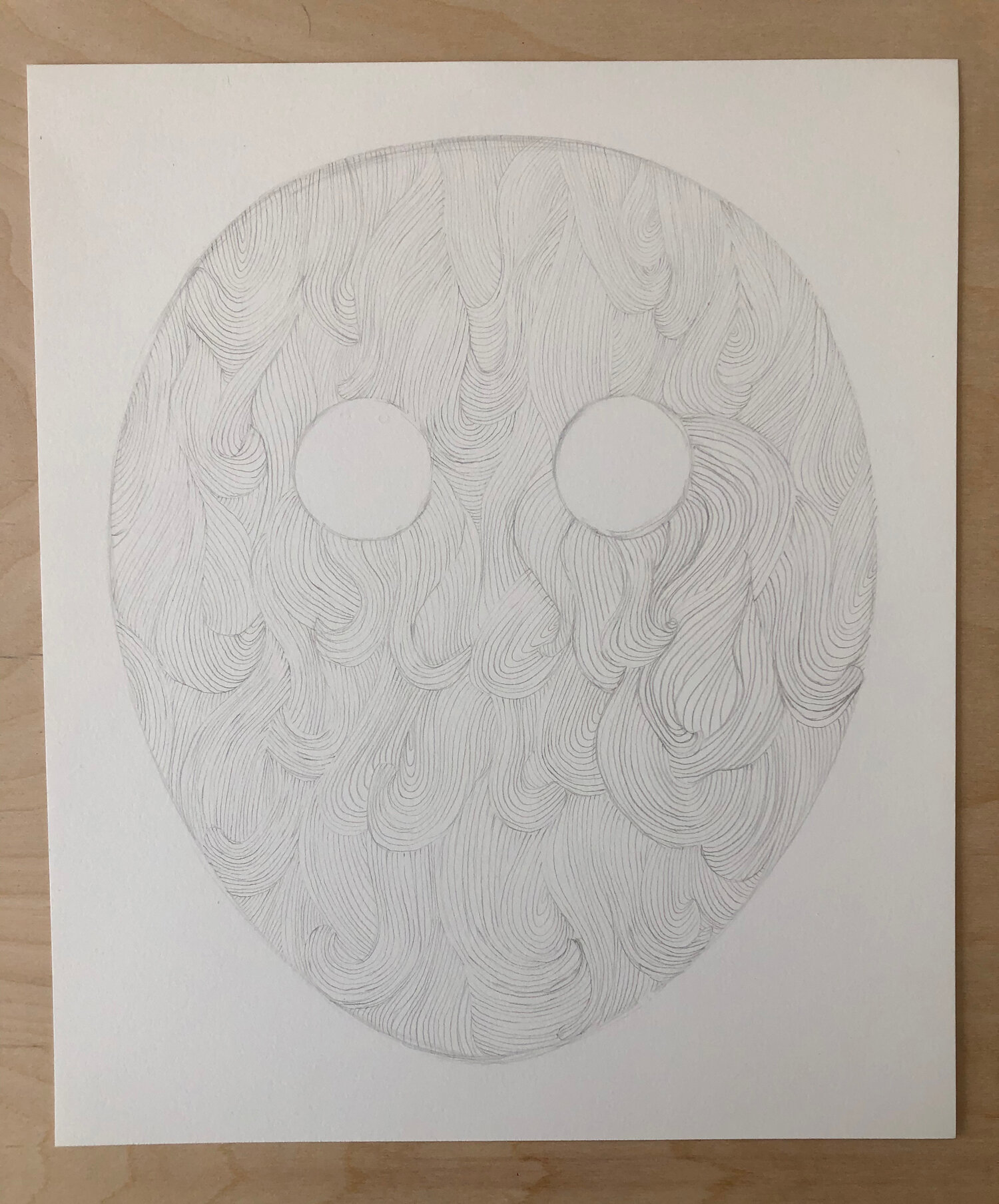 Mask, 2020, pencil on paper, 13 x 11"