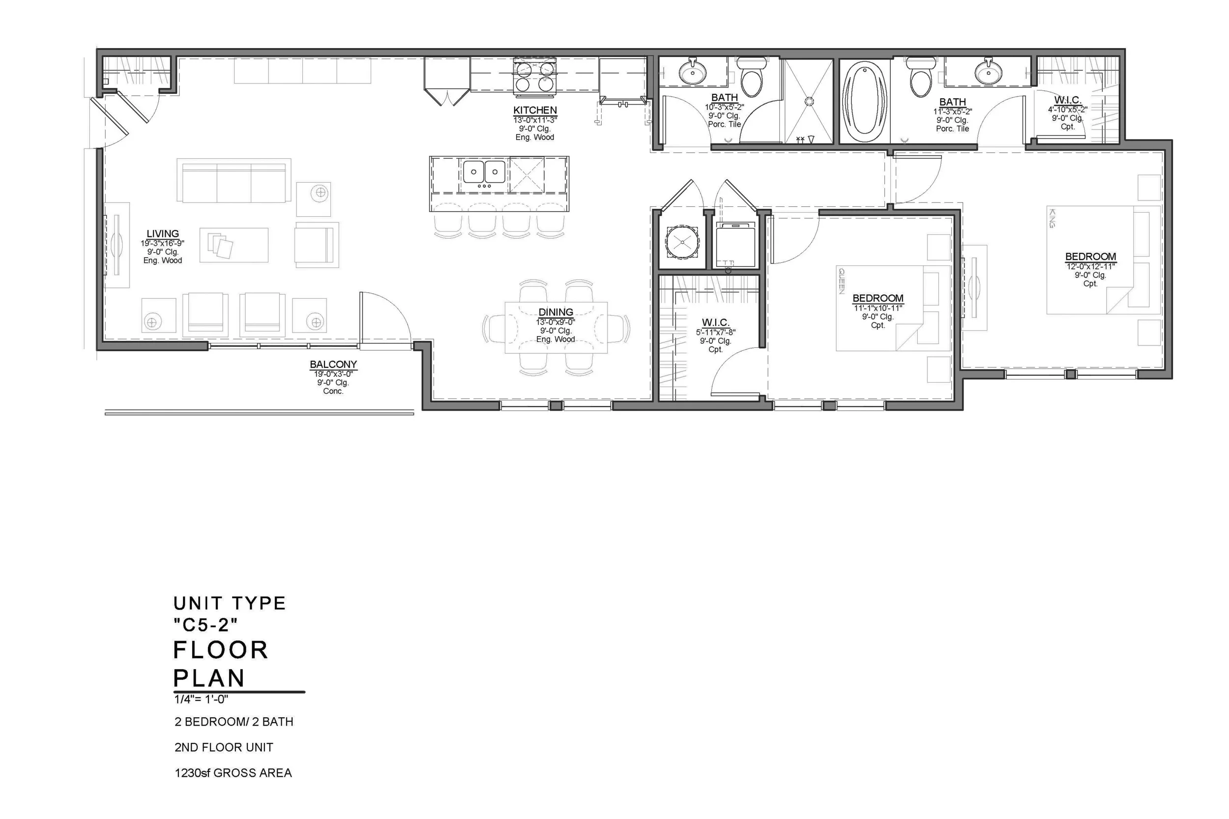 C5-2 FLOOR PLAN: 2 BEDROOM / 2 BATH