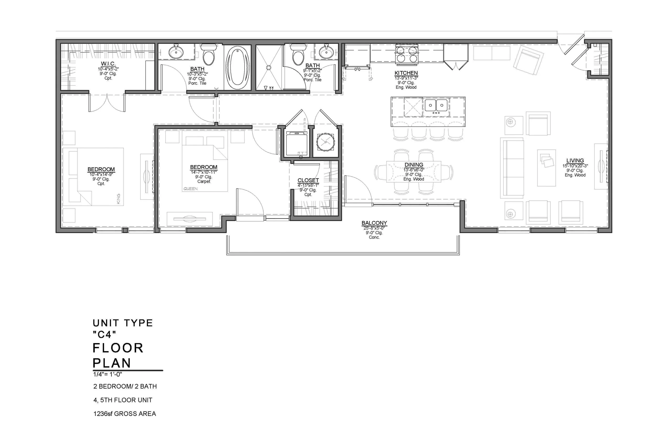 C4 FLOOR PLAN: 2 BEDROOM / 2 BATH