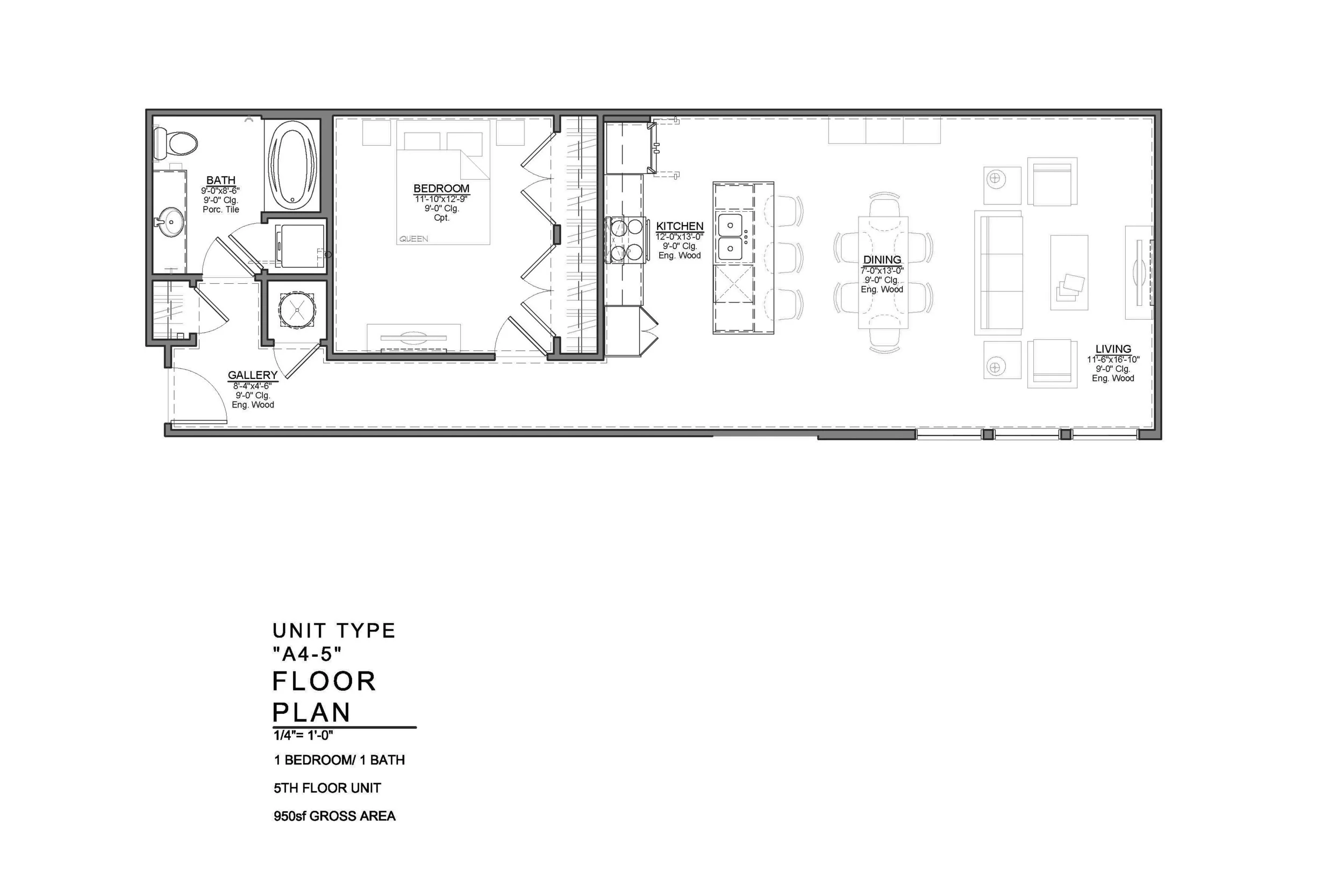 A4-5 FLOOR PLAN: 1 BEDROOM / 1 BATH