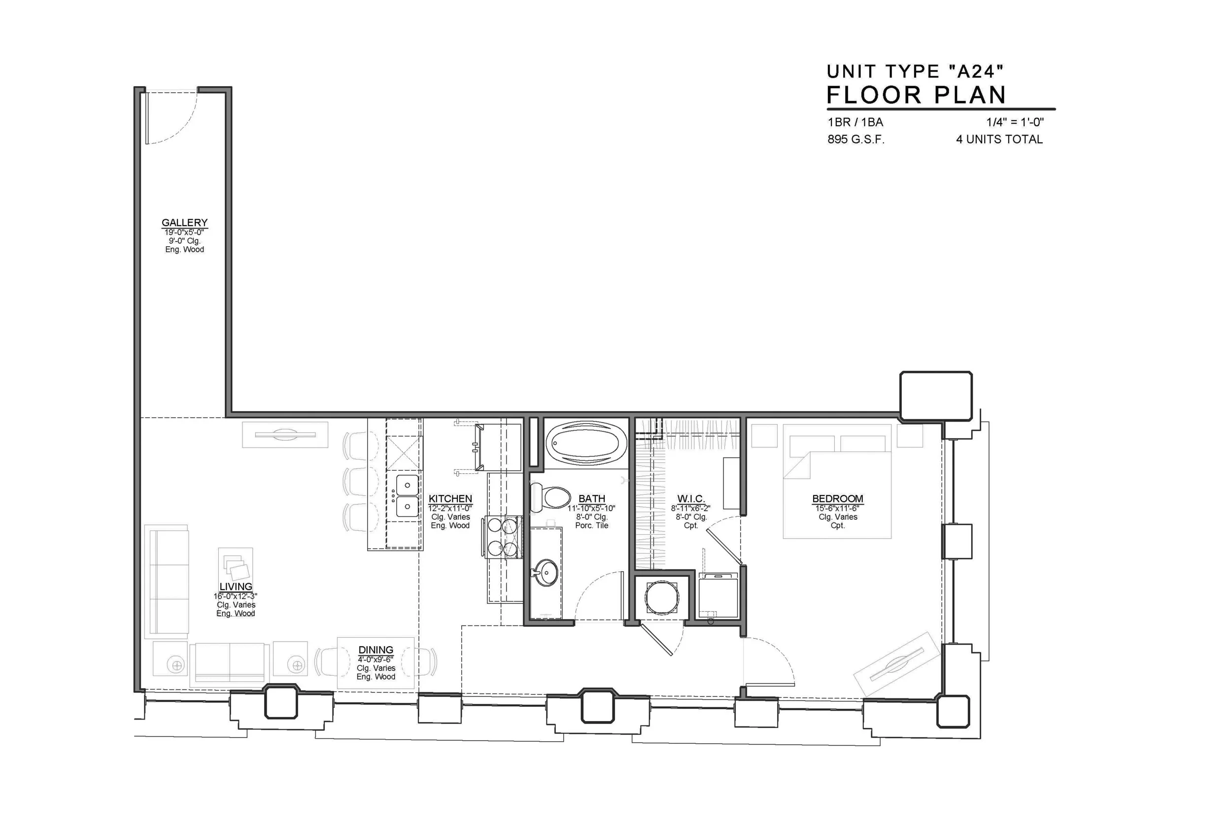 A24 FLOOR PLAN: 1 BEDROOM / 1 BATH