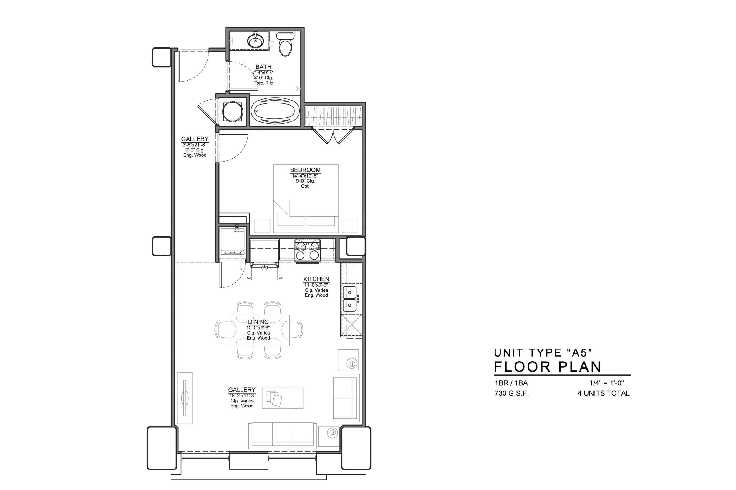 A5 FLOOR PLAN: 1 BEDROOM / 1 BATH