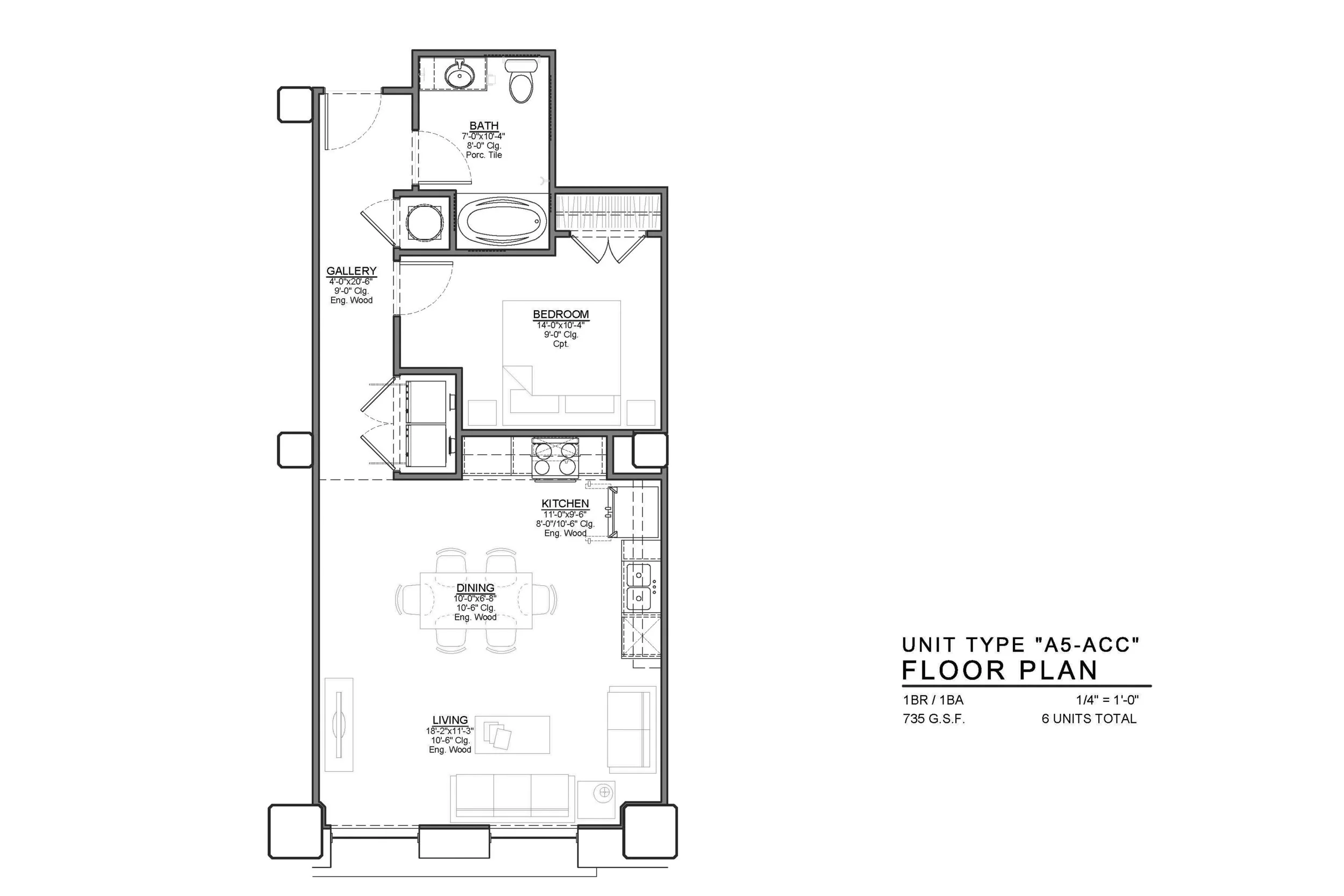 A5-ACC FLOOR PLAN: 1 BEDROOM / 1 BATH