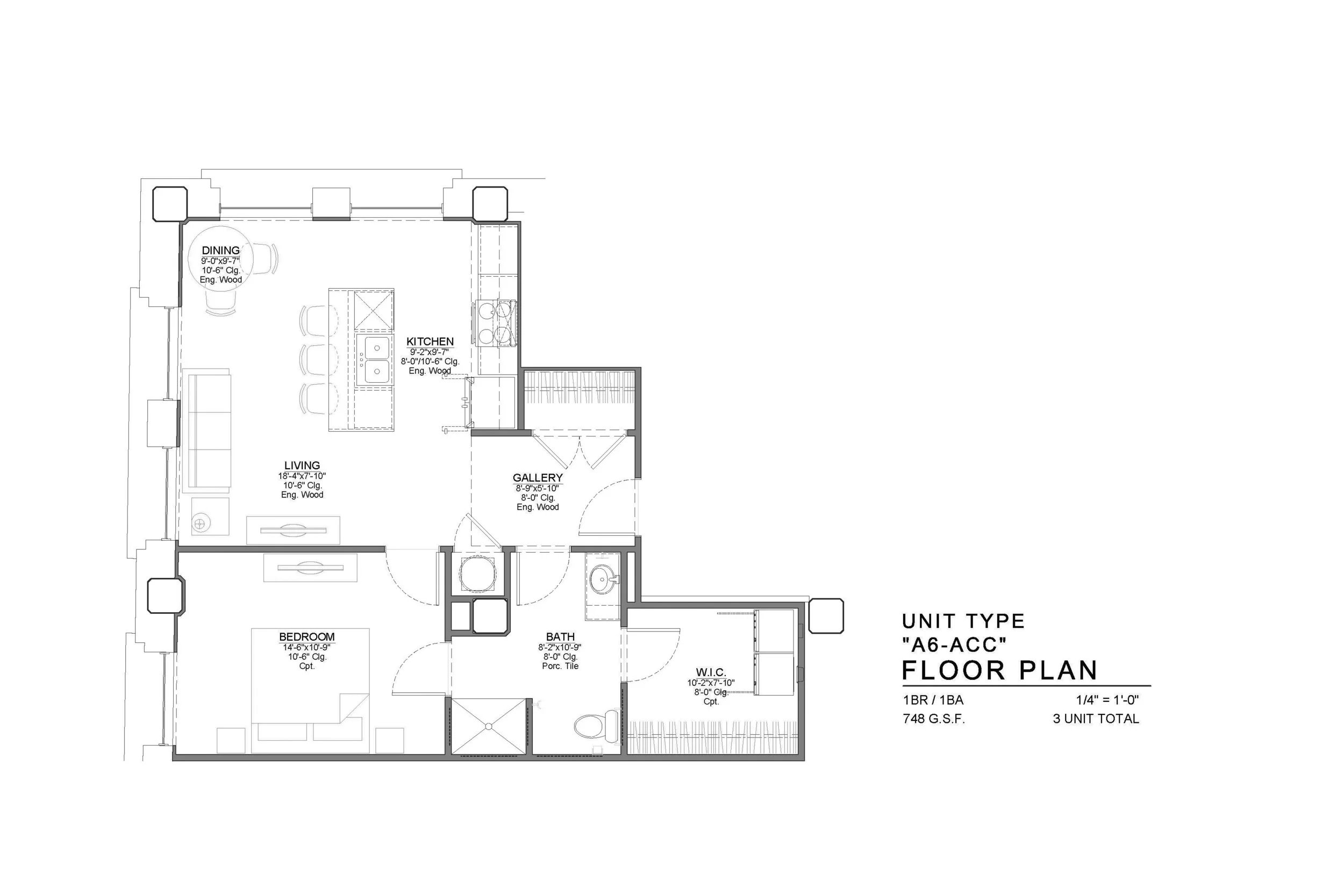 A6-ACC FLOOR PLAN: 1 BEDROOM / 1 BATH