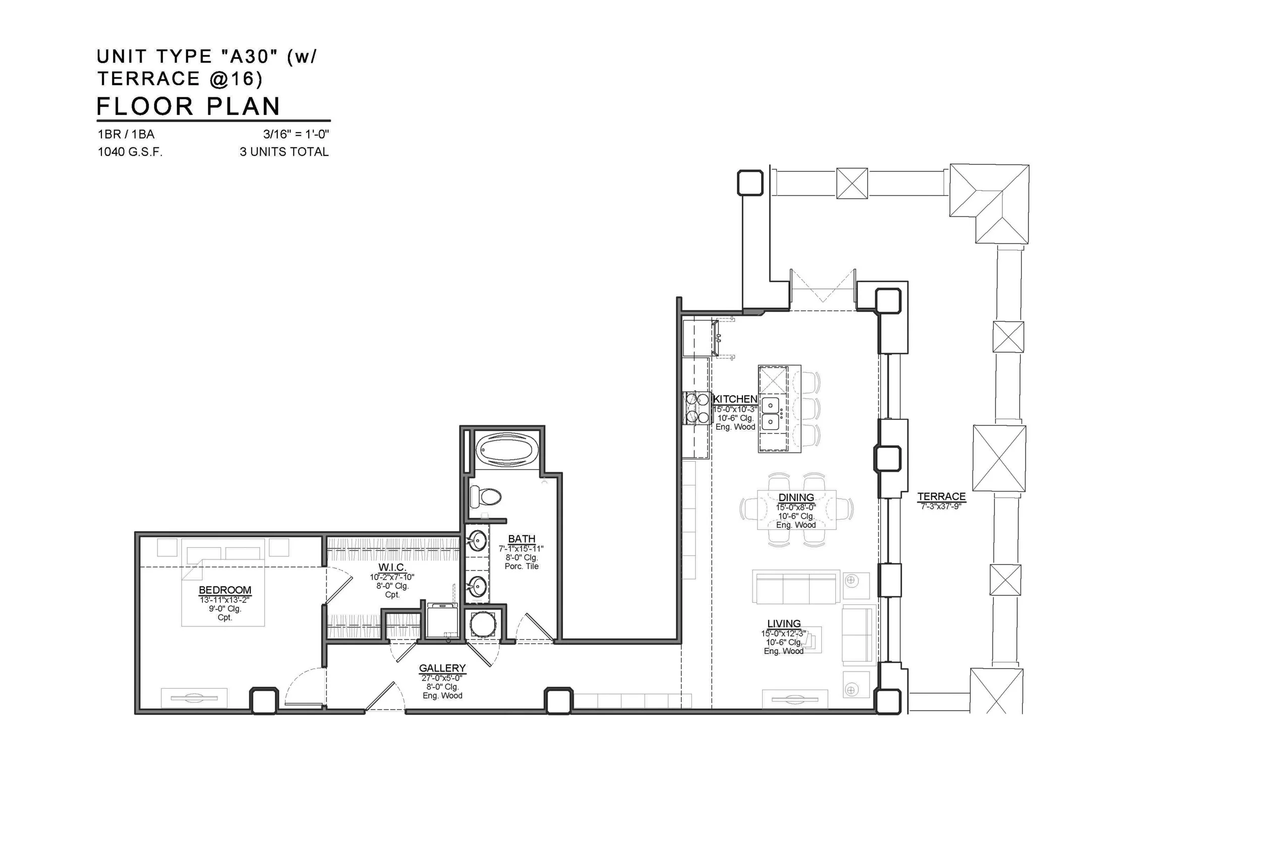 A30 FLOOR PLAN: 1 BEDROOM / 1 BATH