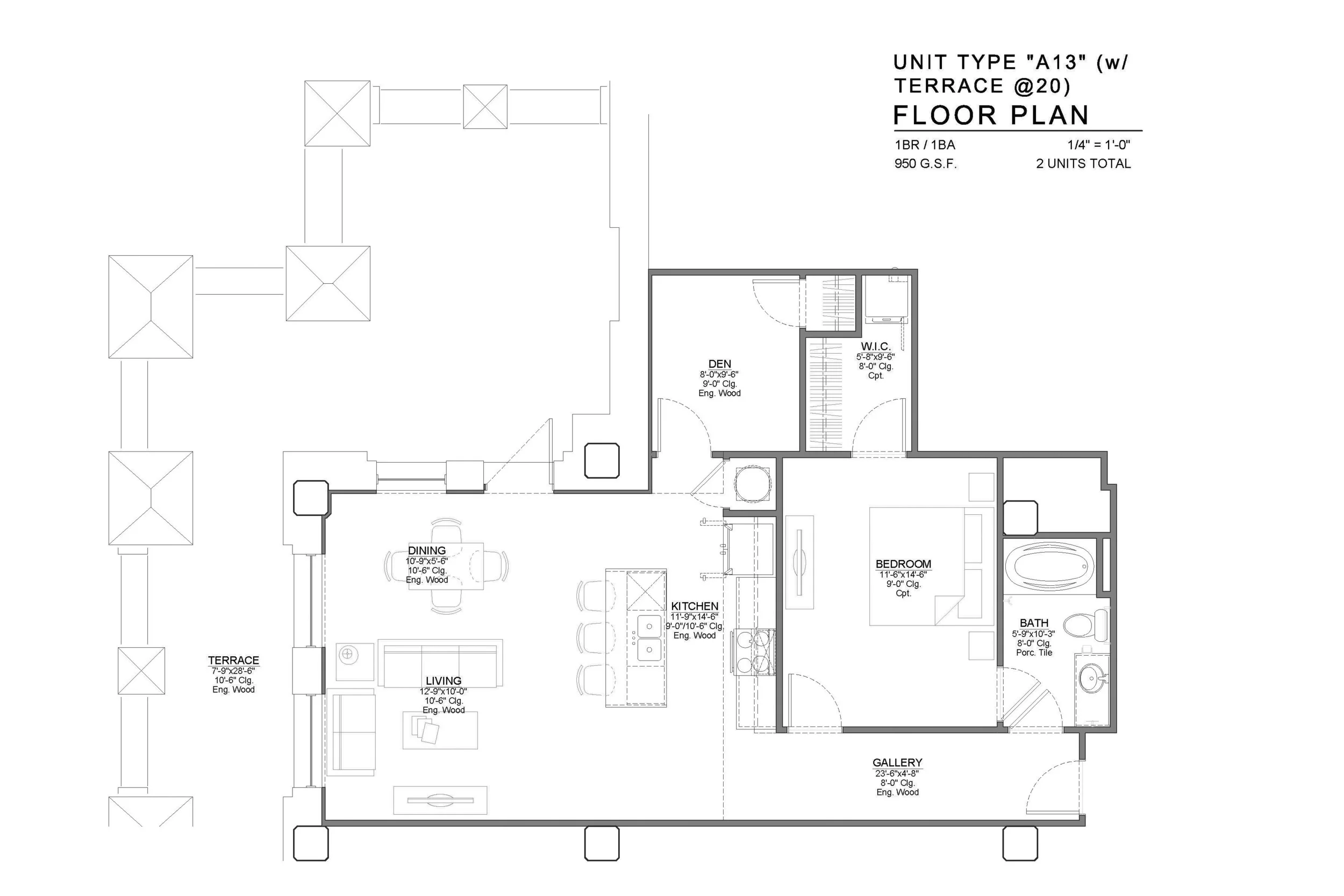 A13 FLOOR PLAN: 1 BEDROOM / 1 BATH
