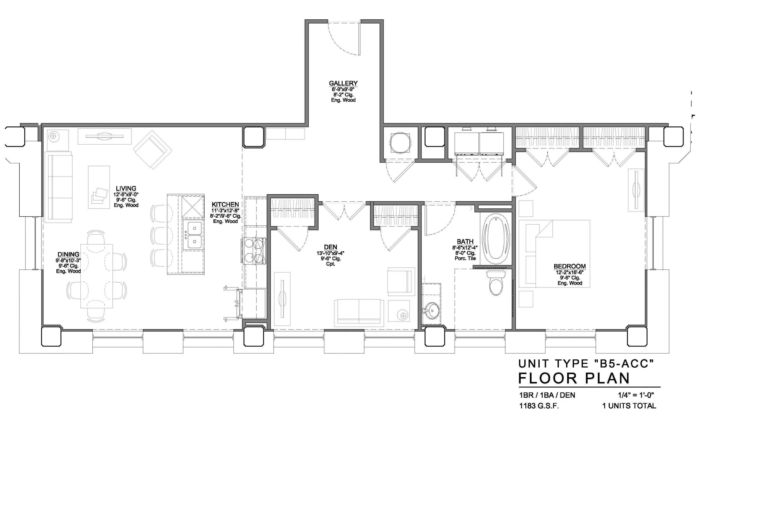 B5-ACC FLOOR PLAN: 1 BEDROOM / 1 BATH / DEN