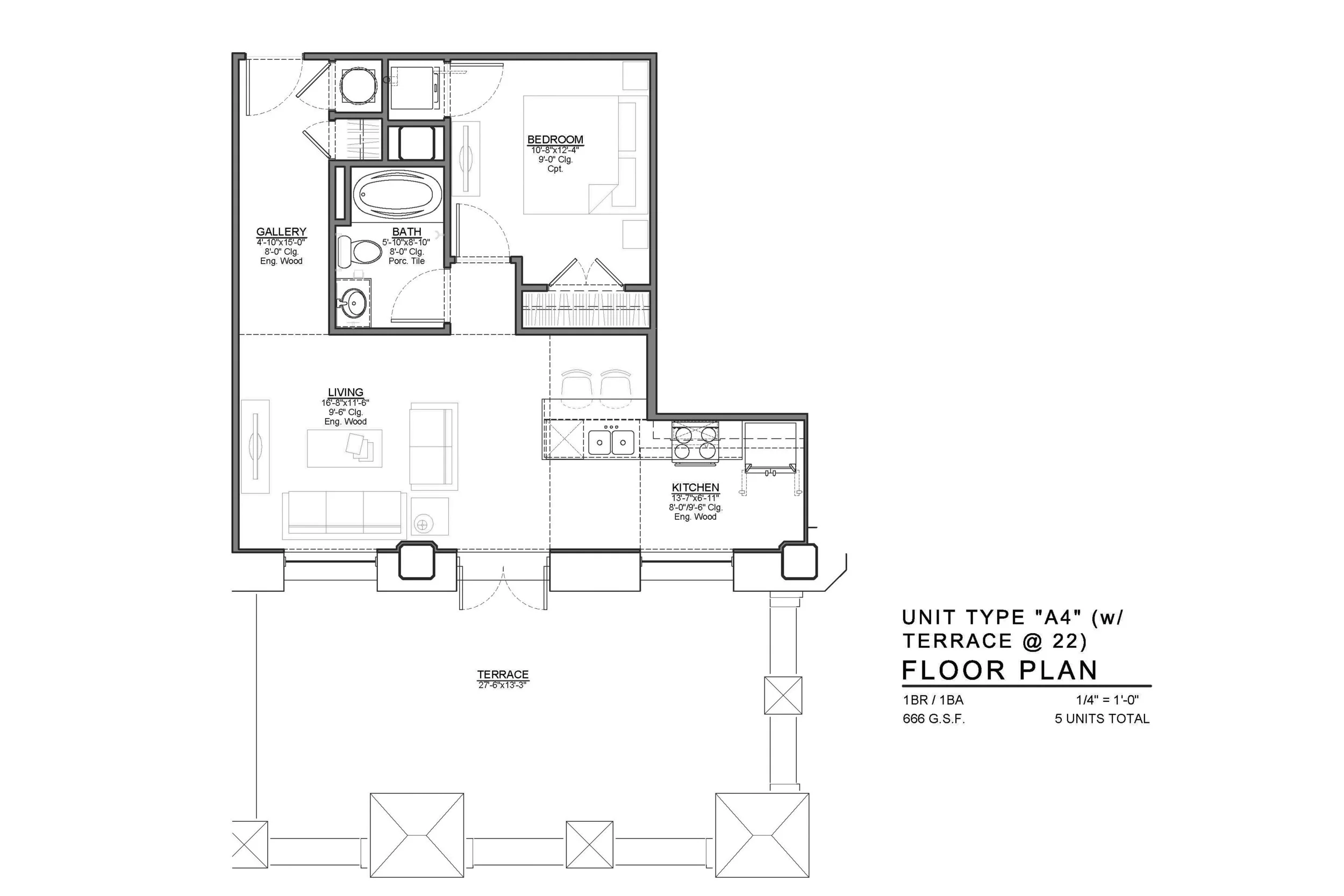 A4 FLOOR PLAN: 1 BEDROOM / 1 BATH