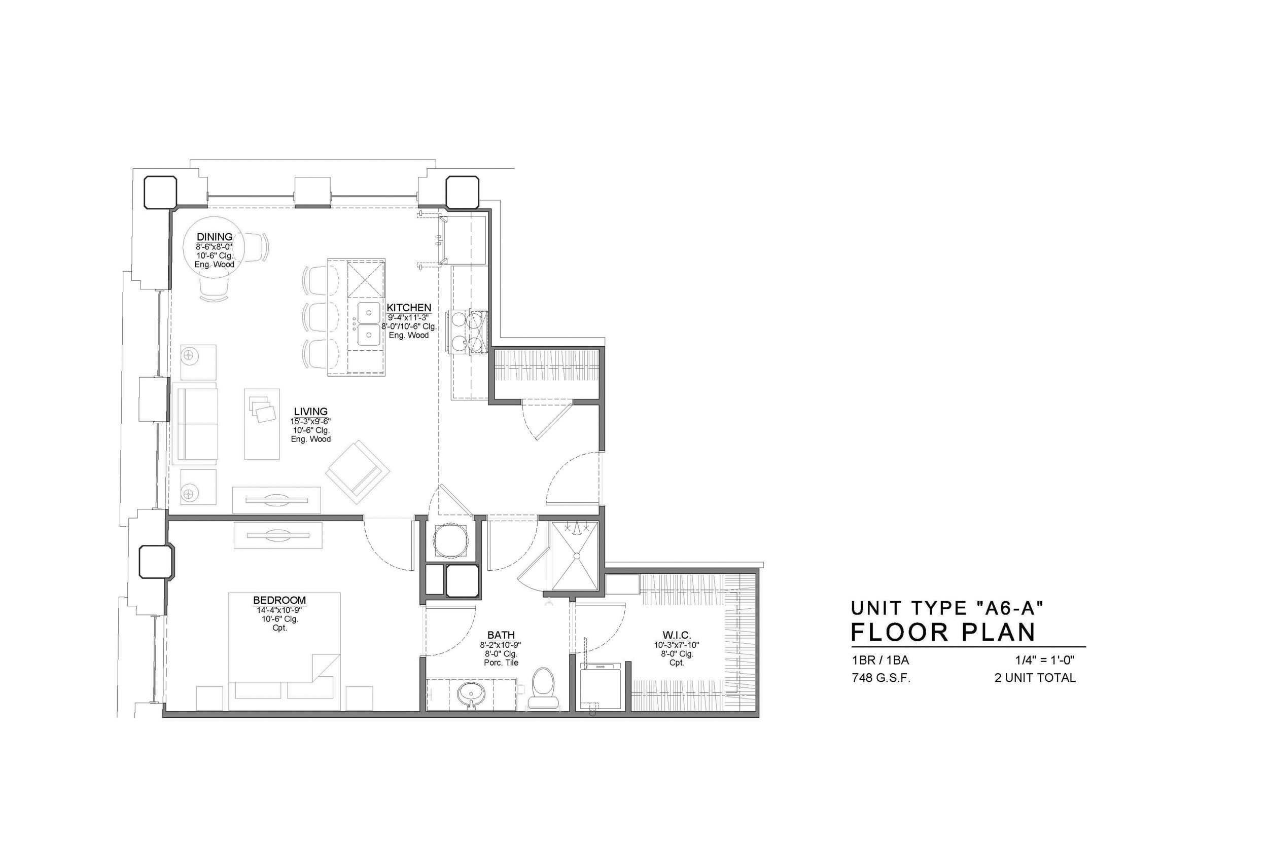 A6-A FLOOR PLAN: 1 BEDROOM / 1 BATH
