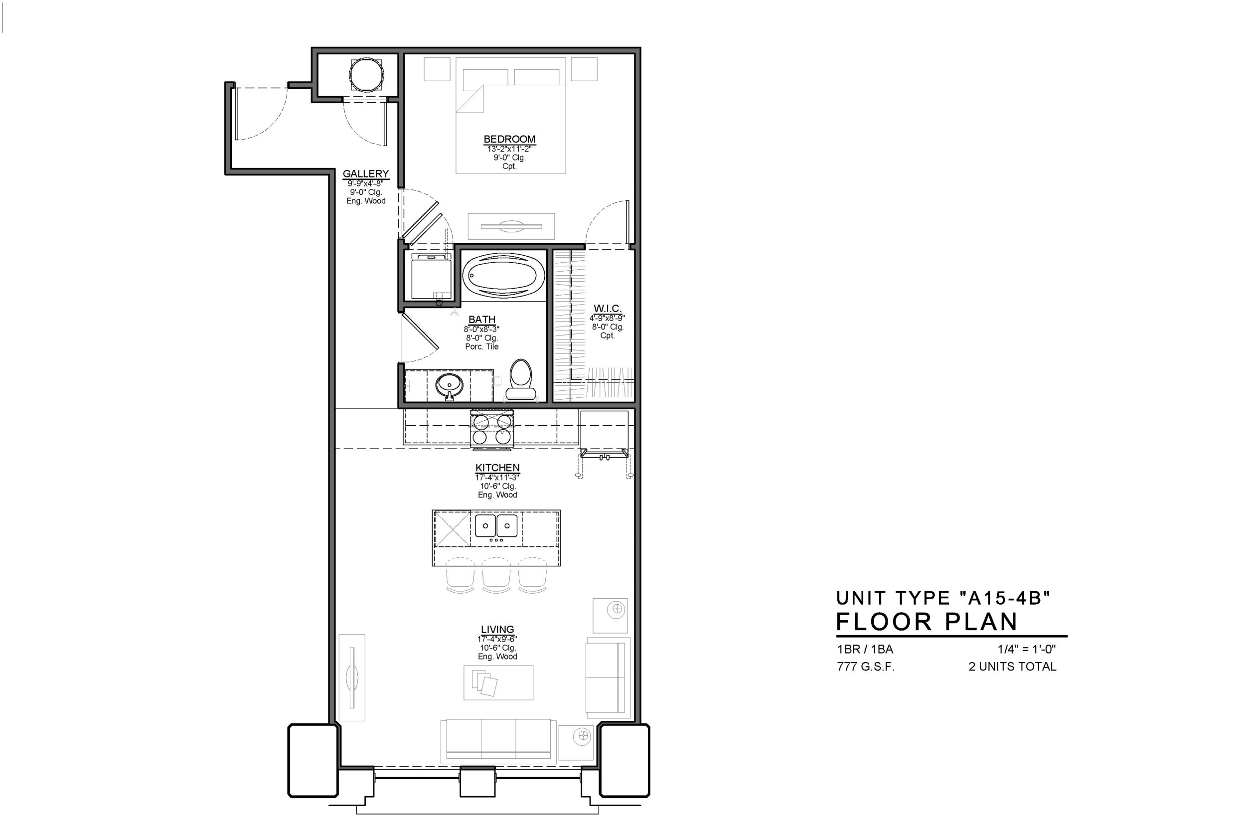 A15-4B FLOOR PLAN: 1 BEDROOM / 1 BATH