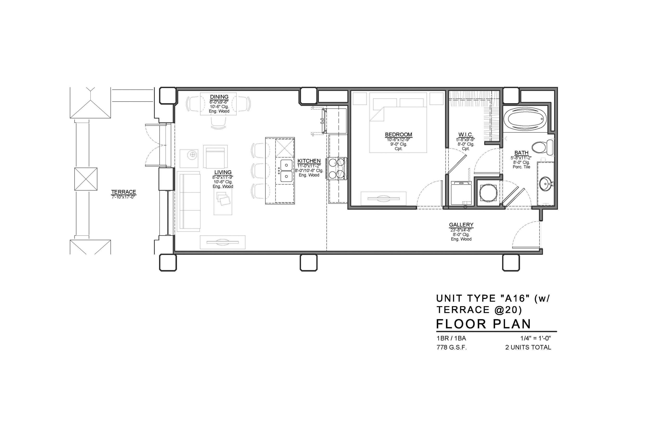 A16 FLOOR PLAN: 1 BEDROOM / 1 BATH