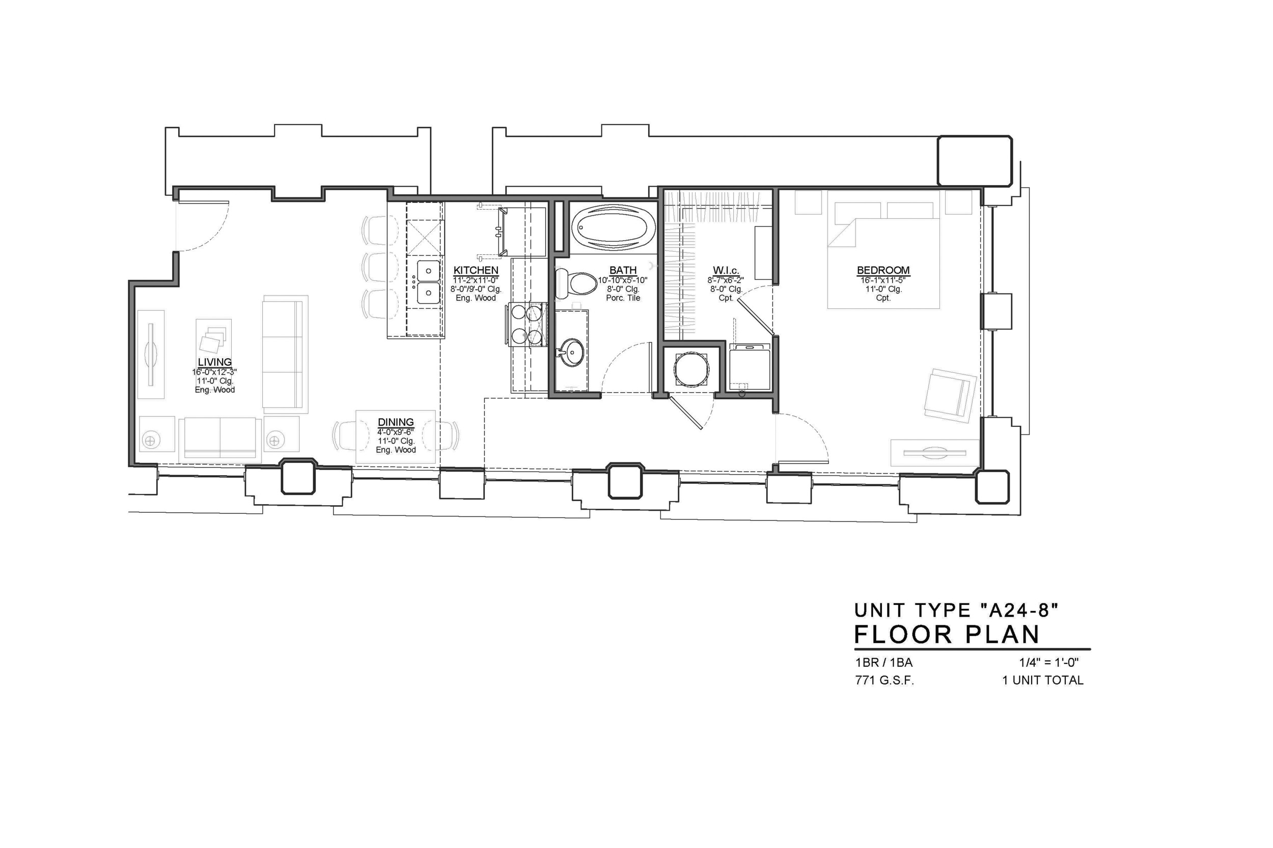 A24-8 FLOOR PLAN: 1 BEDROOM / 1 BATH