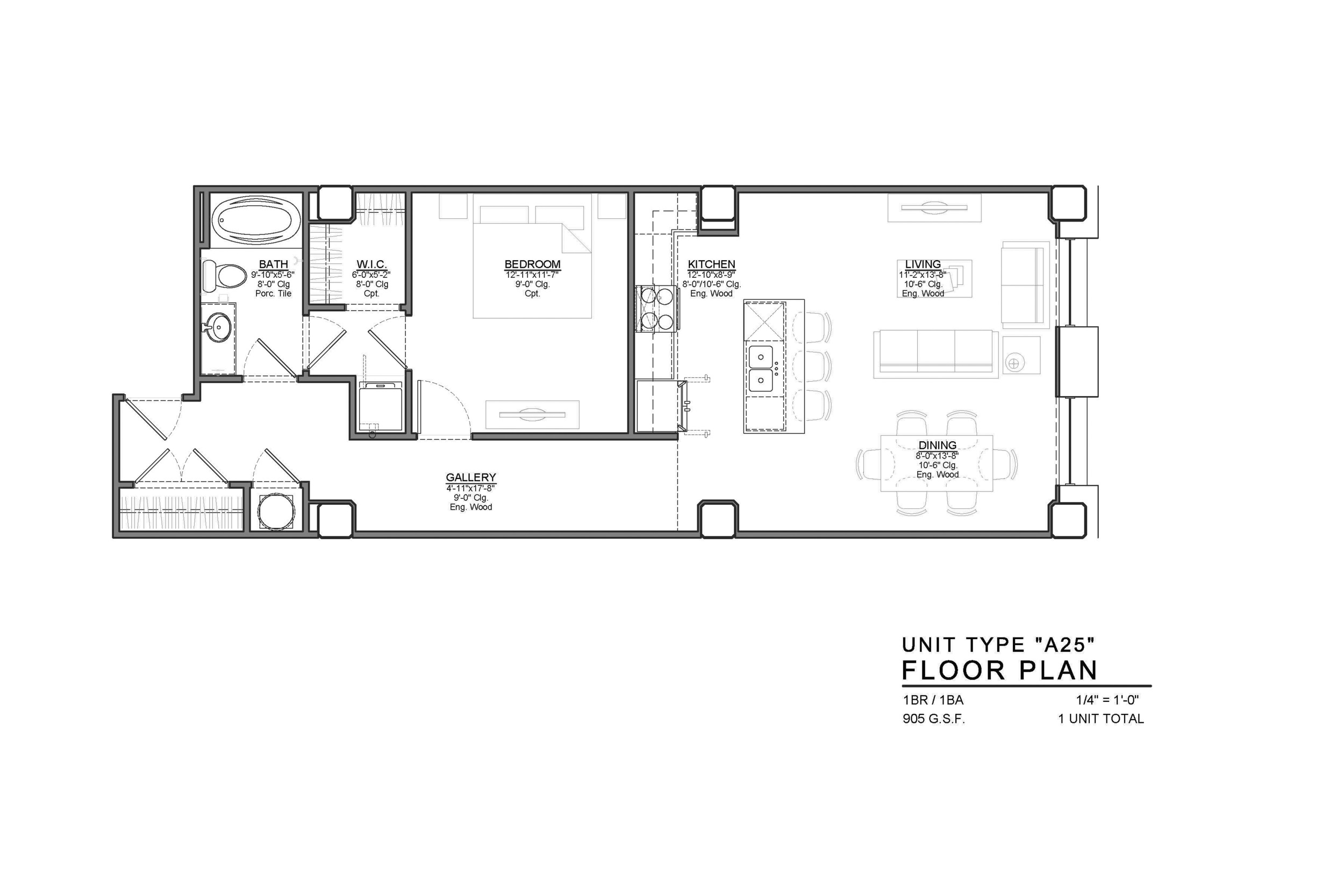 A25 FLOOR PLAN: 1 BEDROOM / 1 BATH