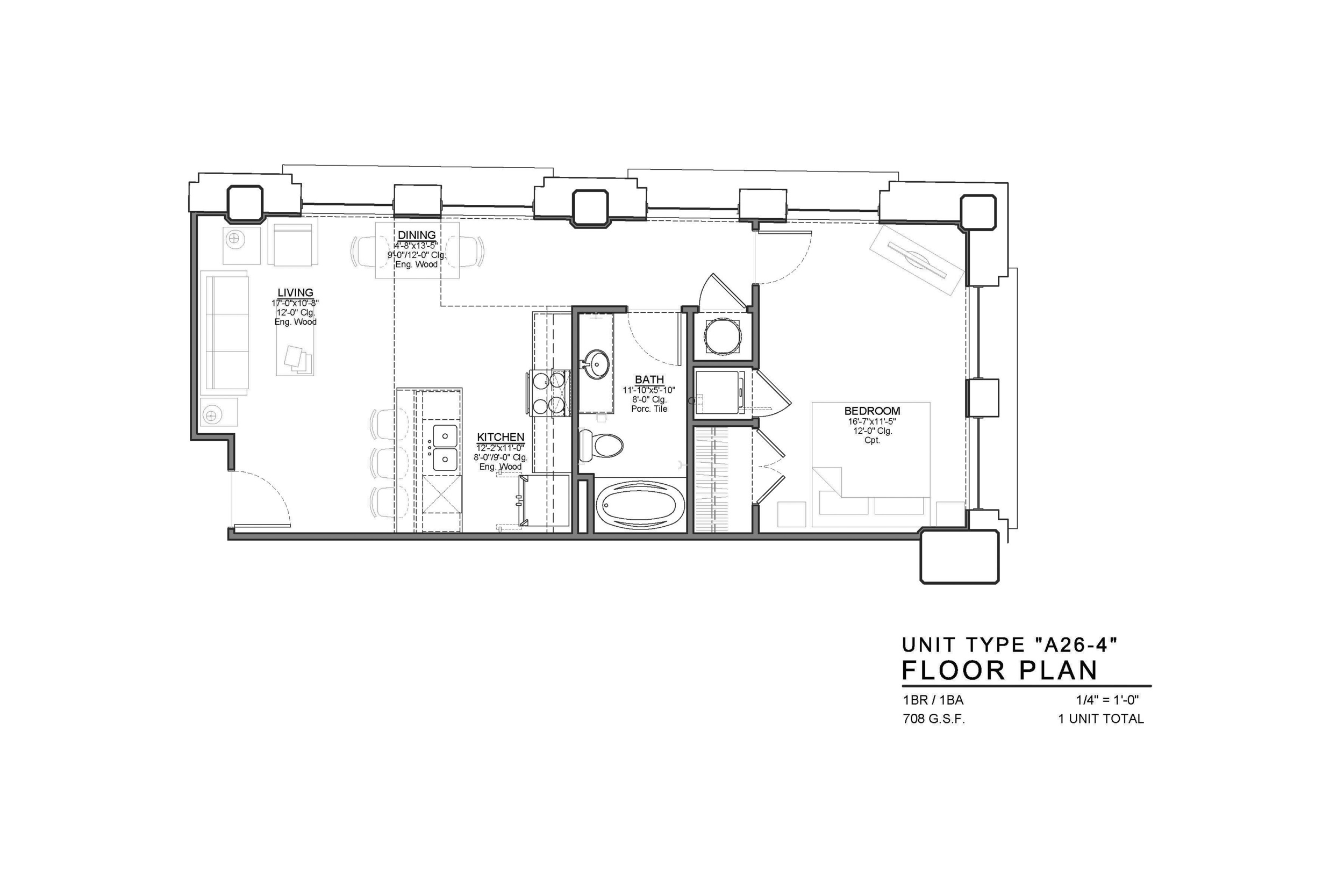 A26-4 FLOOR PLAN: 1 BEDROOM / 1 BATH