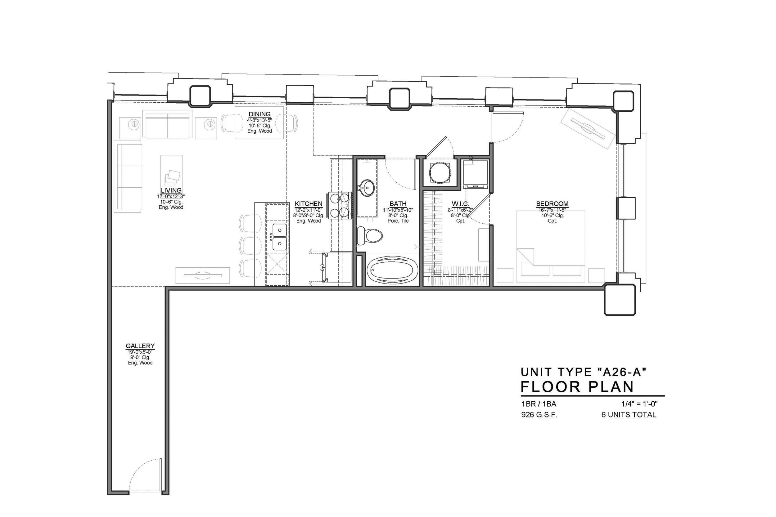 A26-A FLOOR PLAN: 1 BEDROOM / 1 BATH