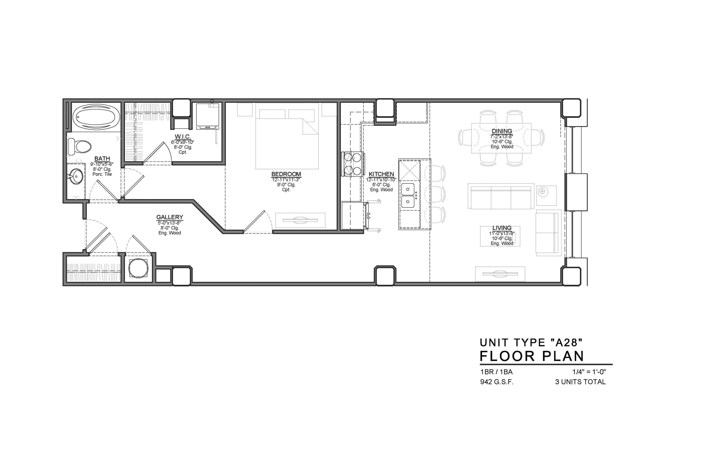 A28 FLOOR PLAN: 1 BEDROOM / 1 BATH