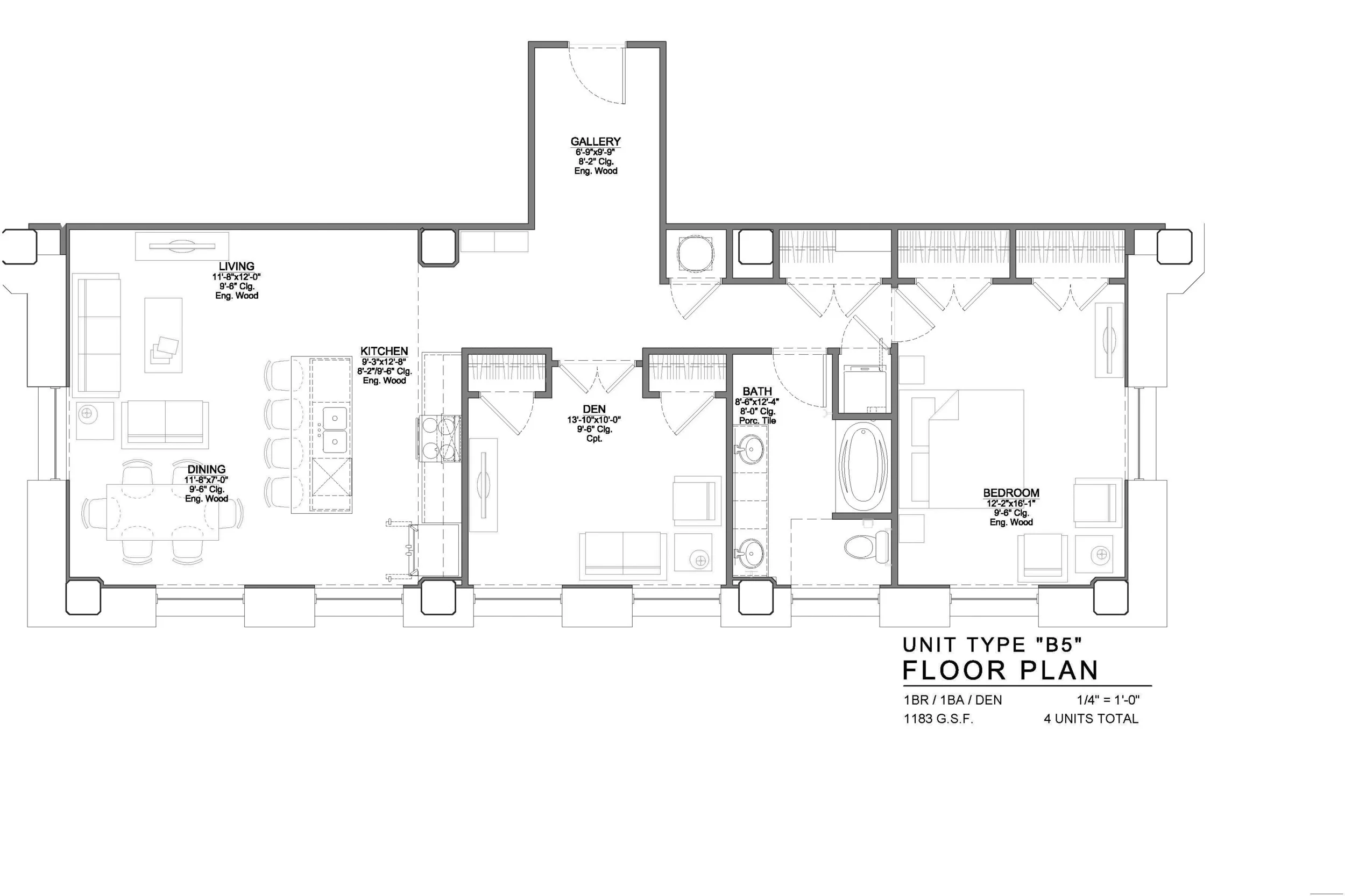 B5 FLOOR PLAN: 1 BEDROOM / 1 BATH / DEN