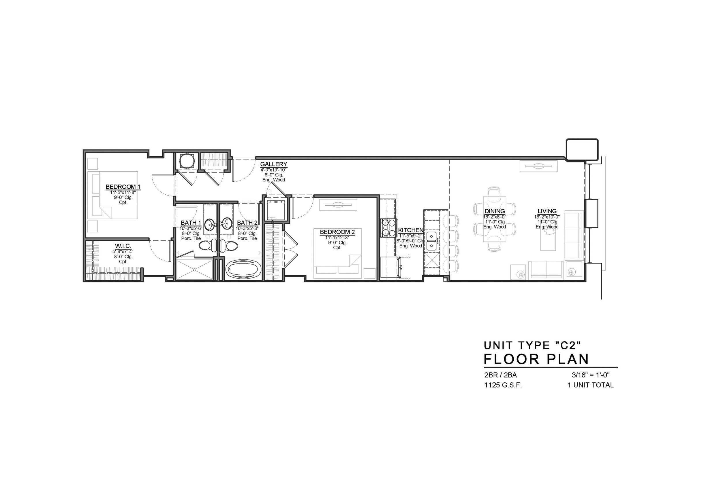C2 FLOOR PLAN: 2 BEDROOM / 2 BATH