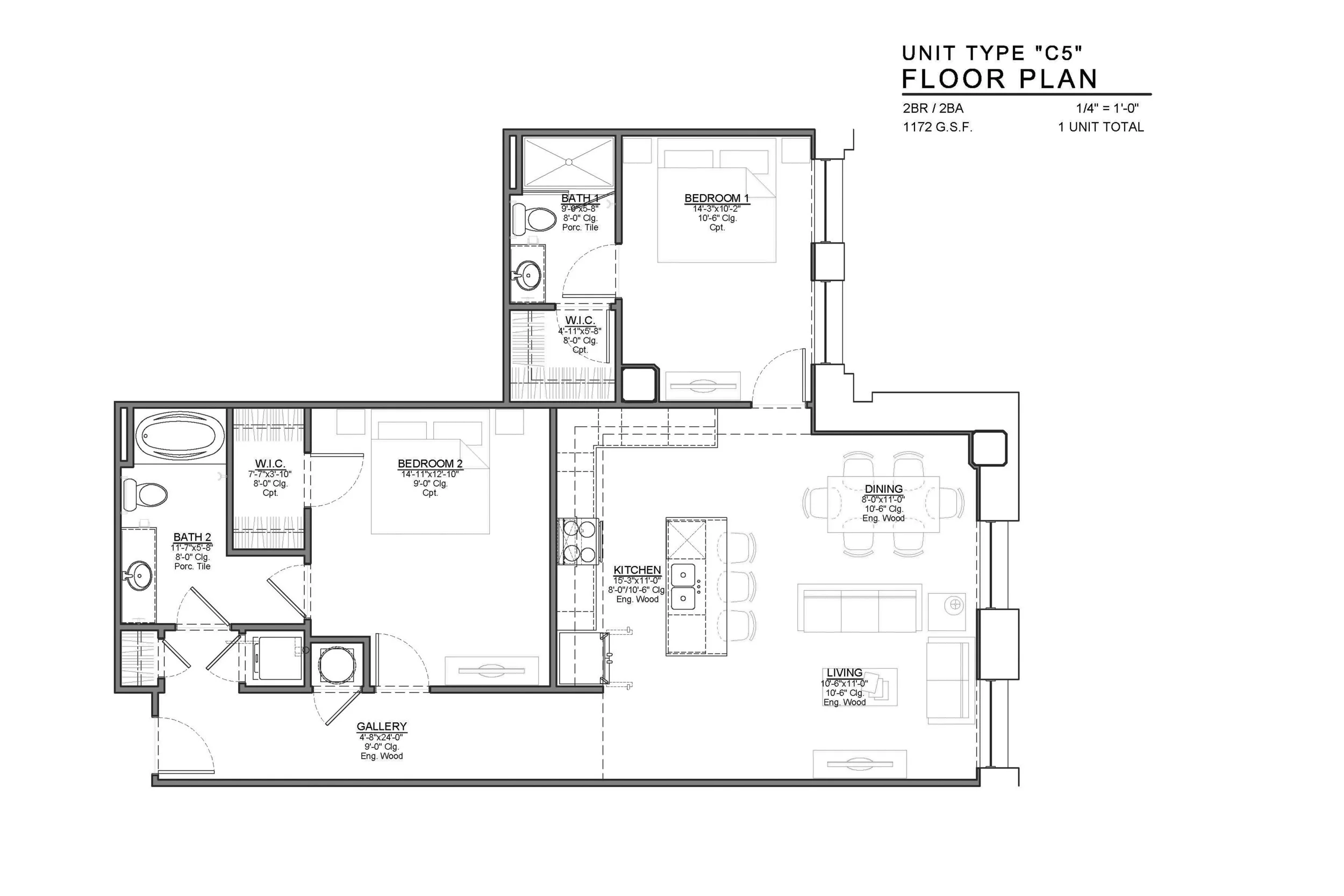 C5 FLOOR PLAN: 2 BEDROOM / 2 BATH