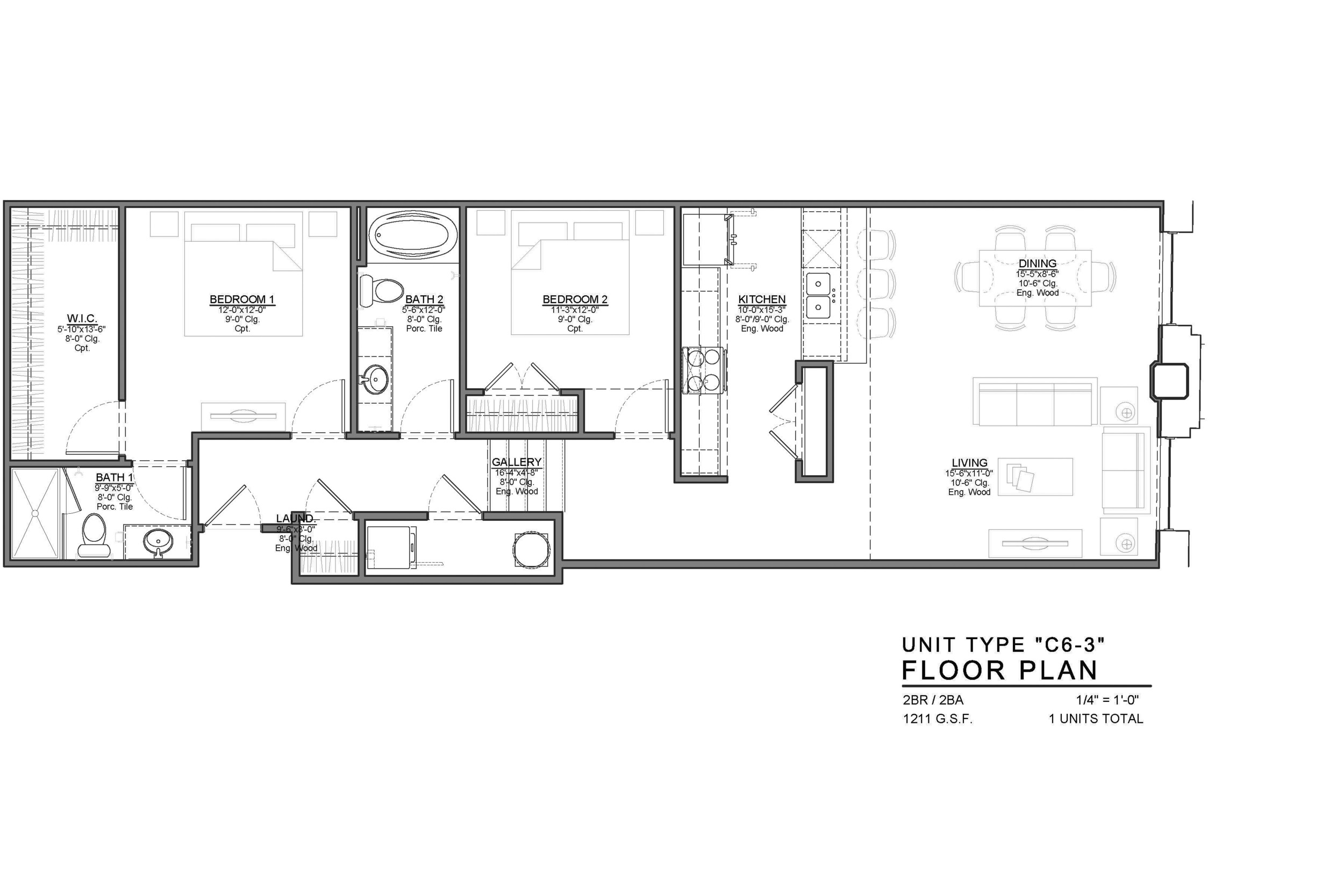 C6-3 FLOOR PLAN: 2 BEDROOM / 2 BATH