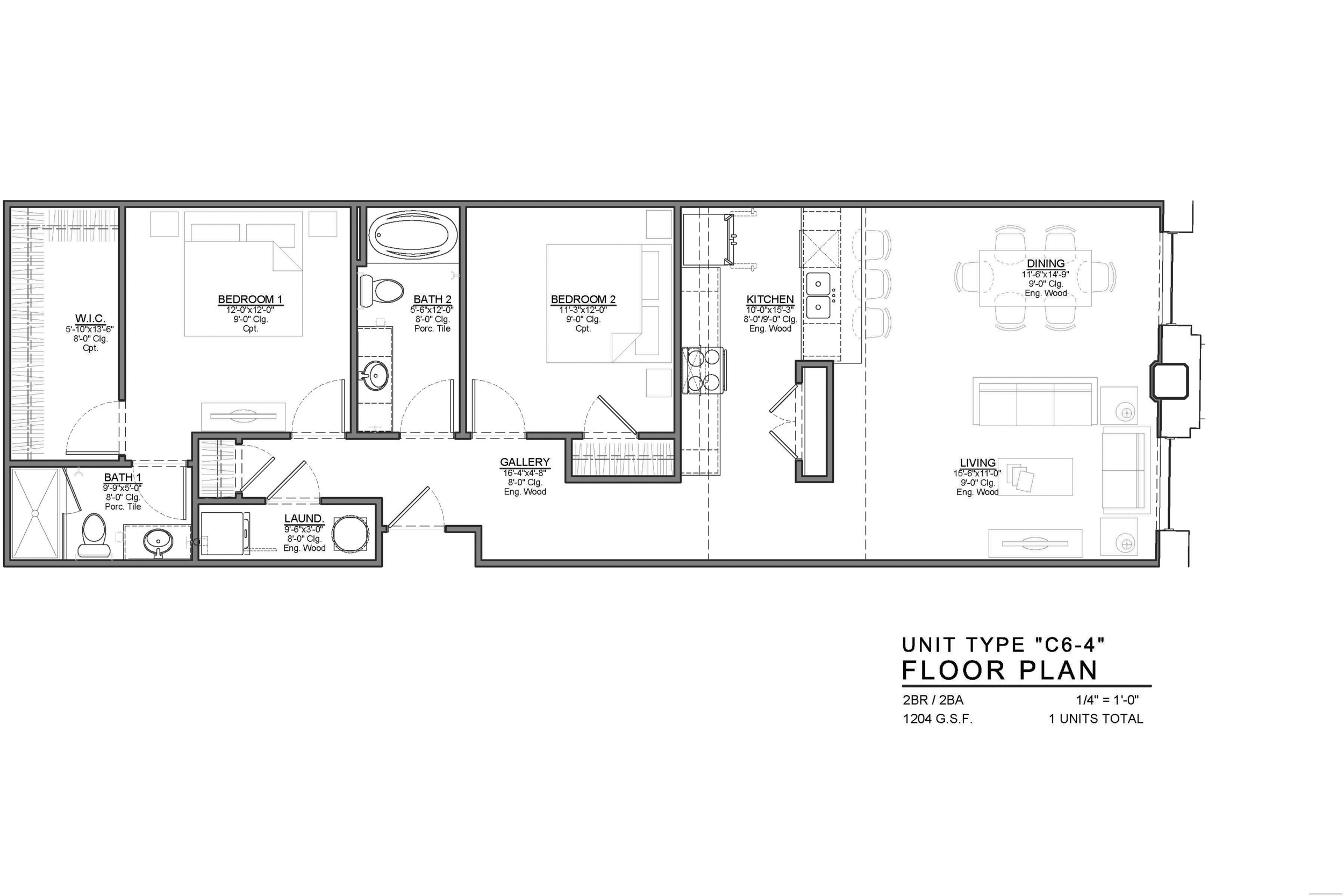 C6-4 FLOOR PLAN: 2 BEDROOM / 2 BATH